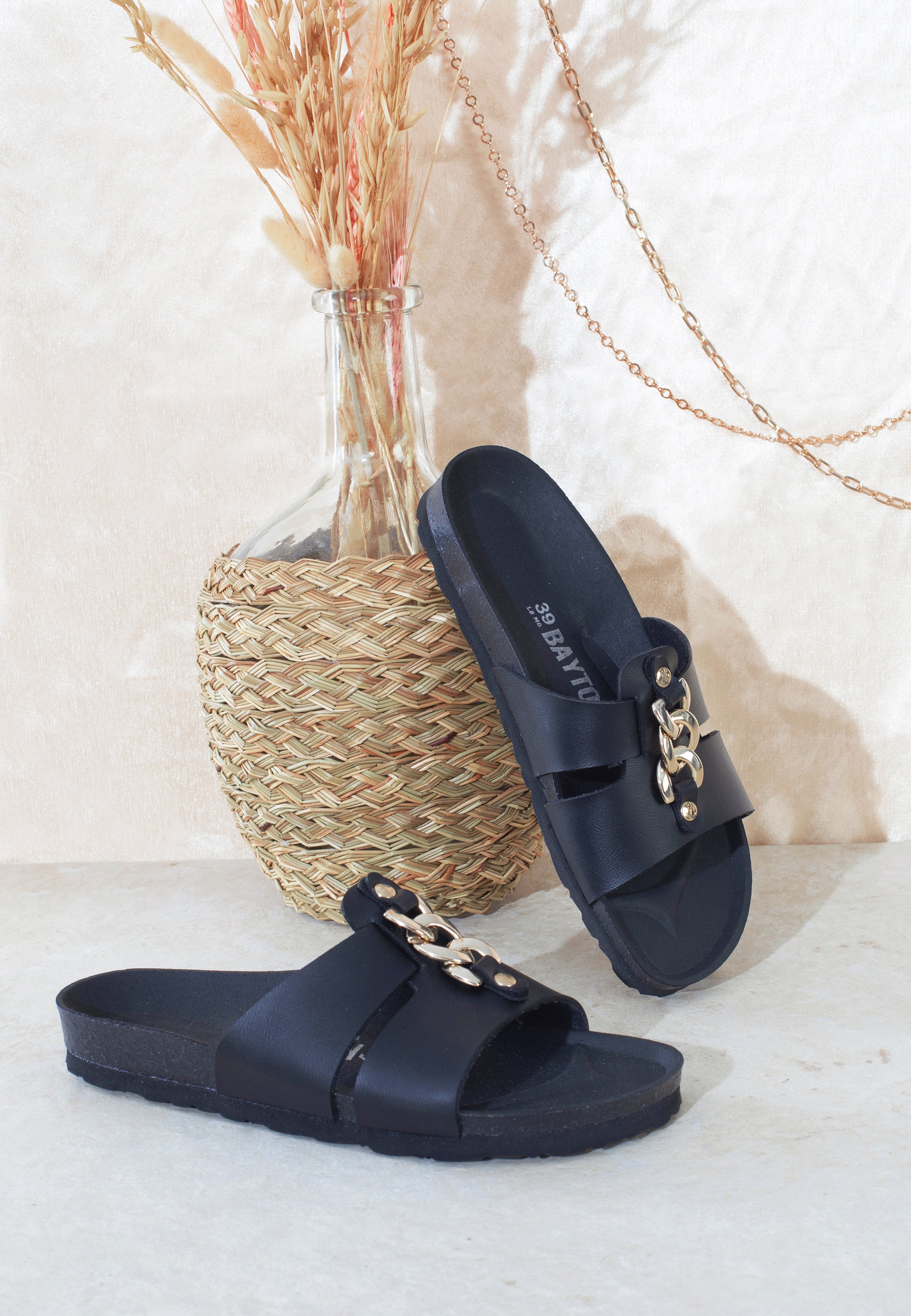 Klein Black 2 Straps Sandals