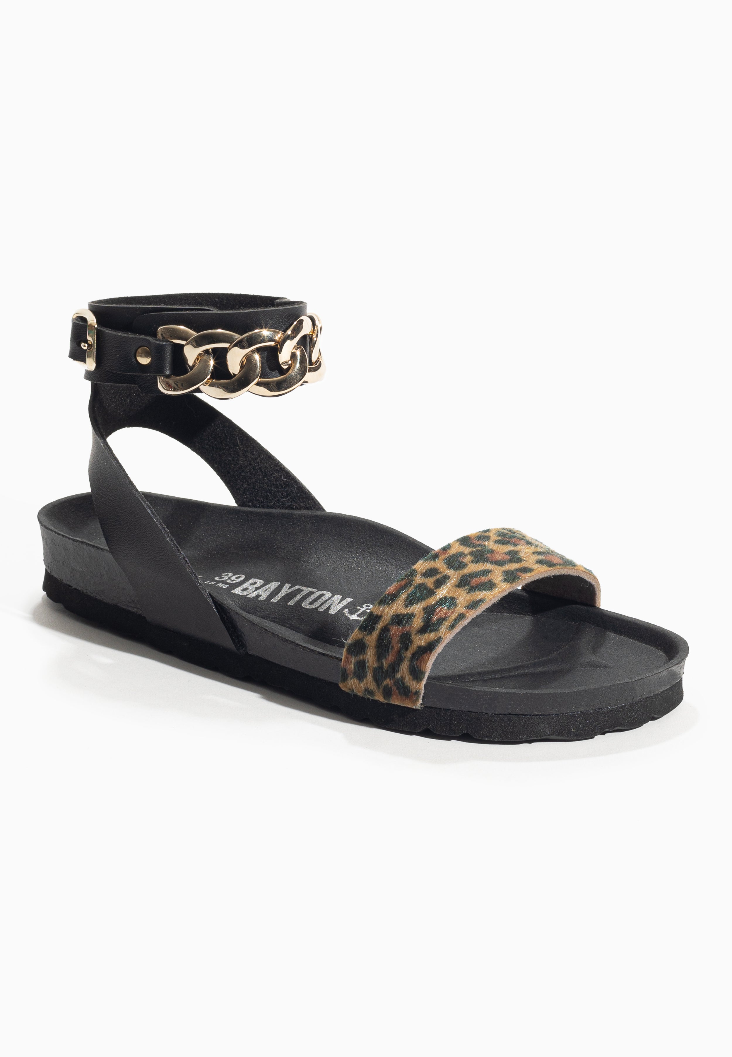 Khalo Black and Leopard Multi-Strap Sandals