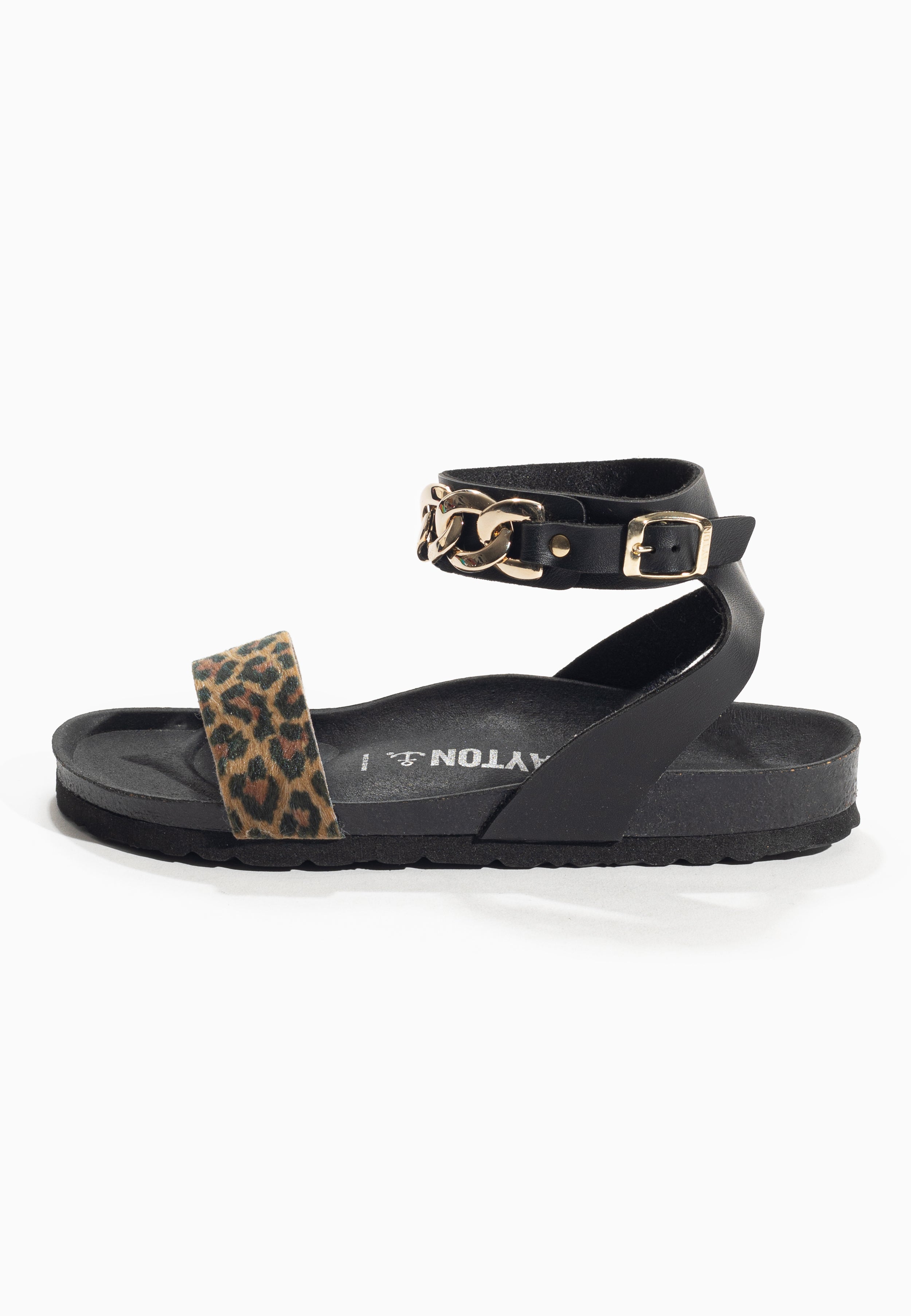 Khalo Black and Leopard Multi-Strap Sandals