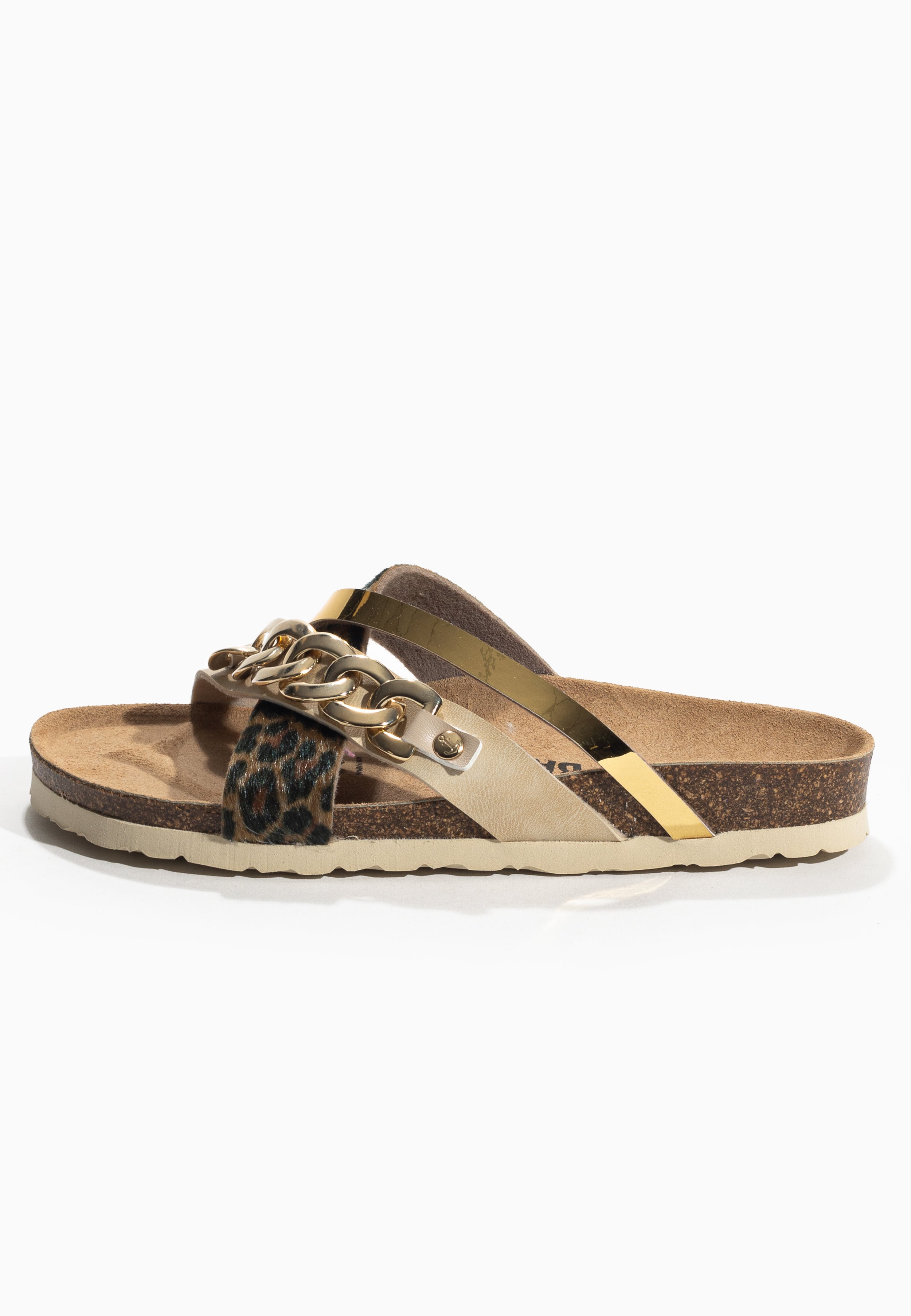 Magritte Sandalias Beige, Leopardo y Dorado