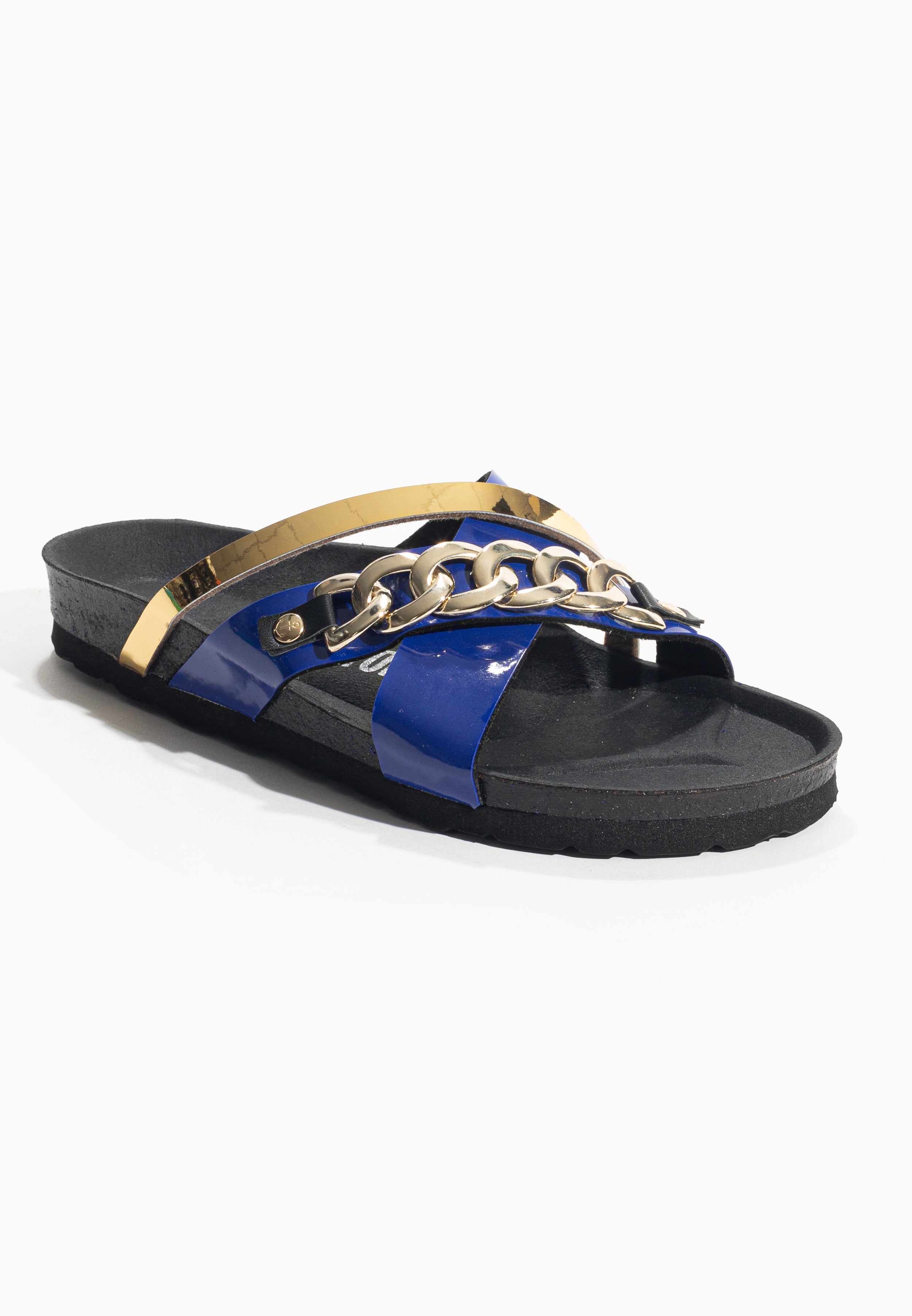 Magritte Blue and Gold Multi-Strap Sandals