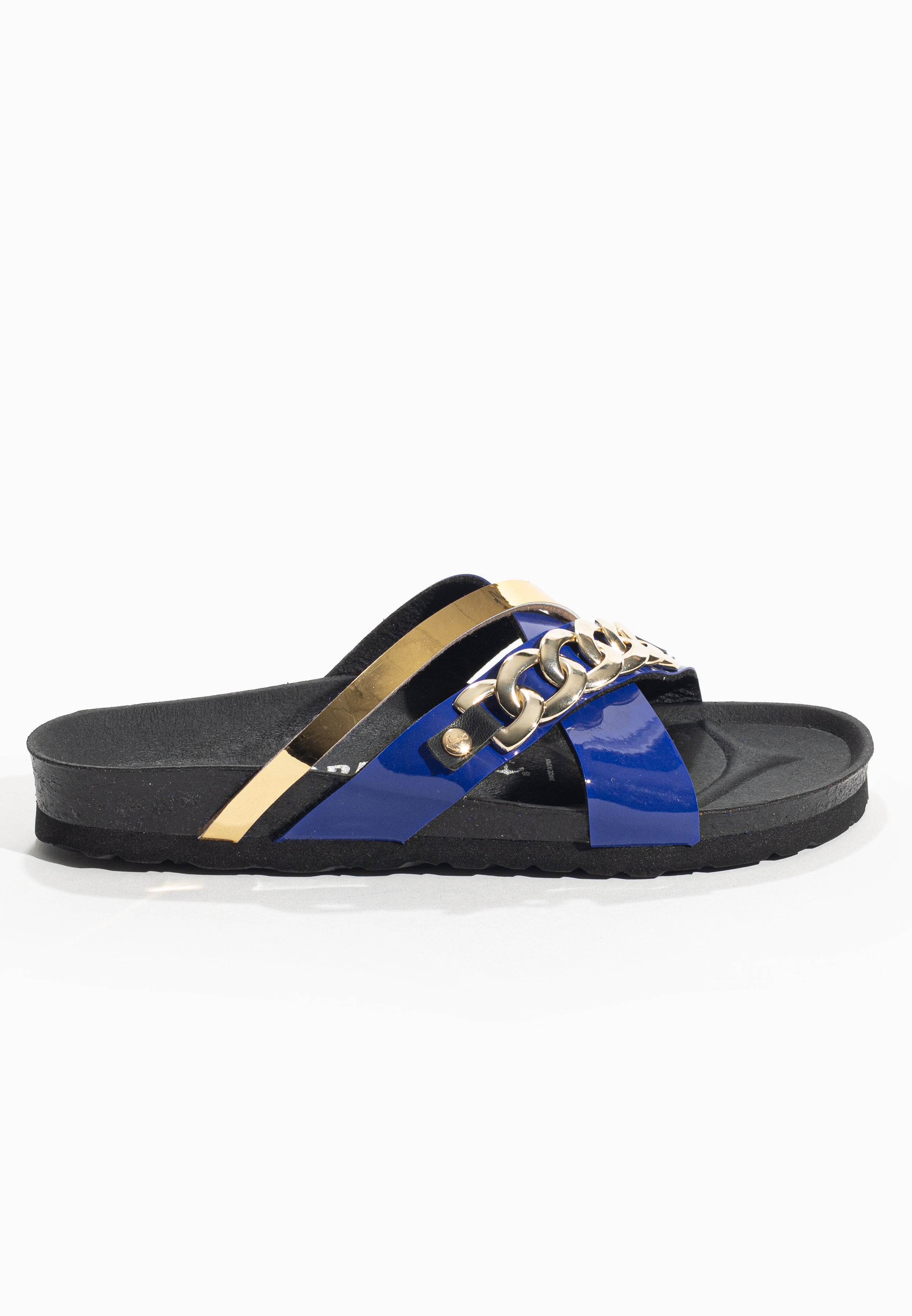 Magritte Blue and Gold Multi-Strap Sandals