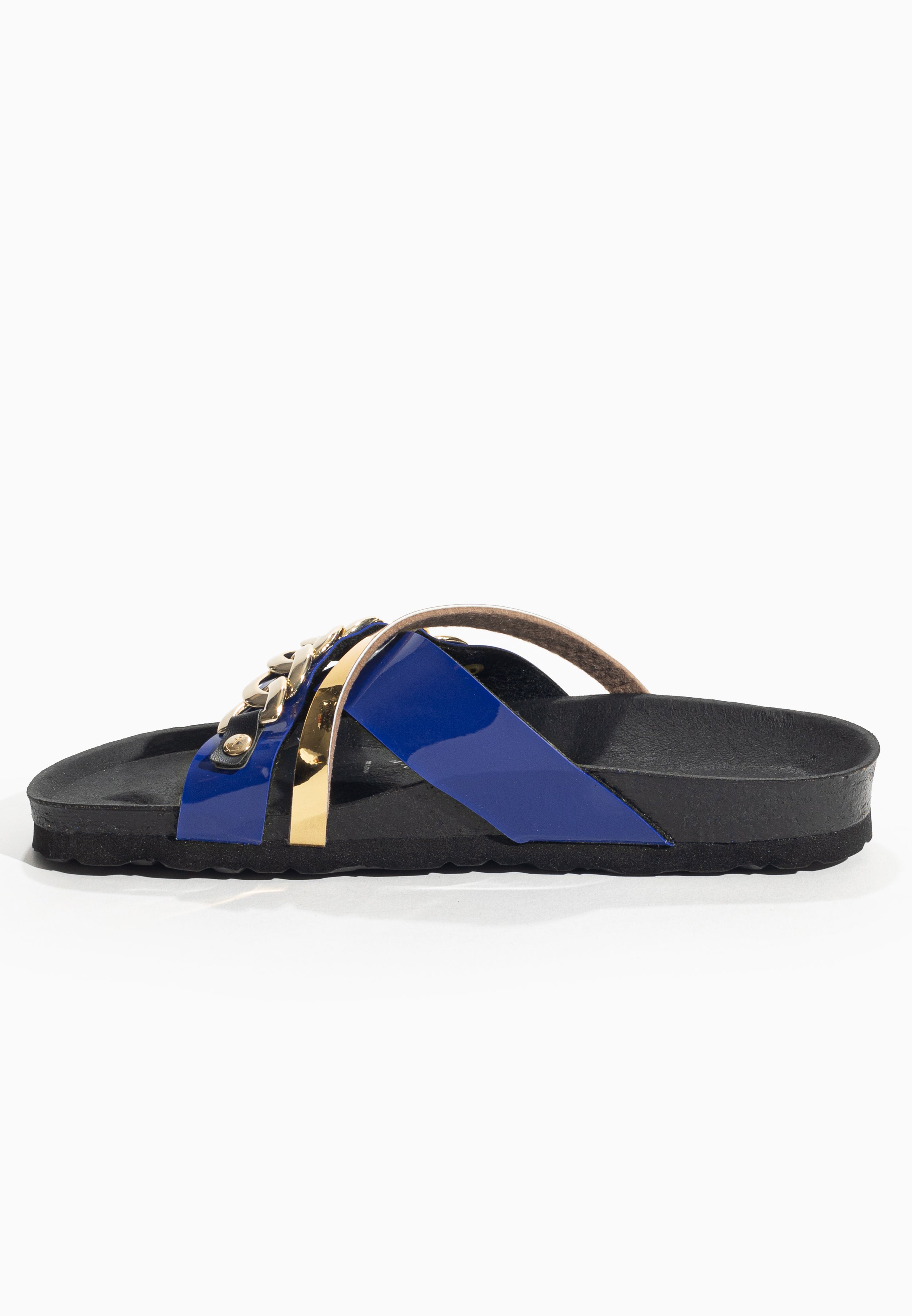 Magritte Blue and Gold Multi-Strap Sandals