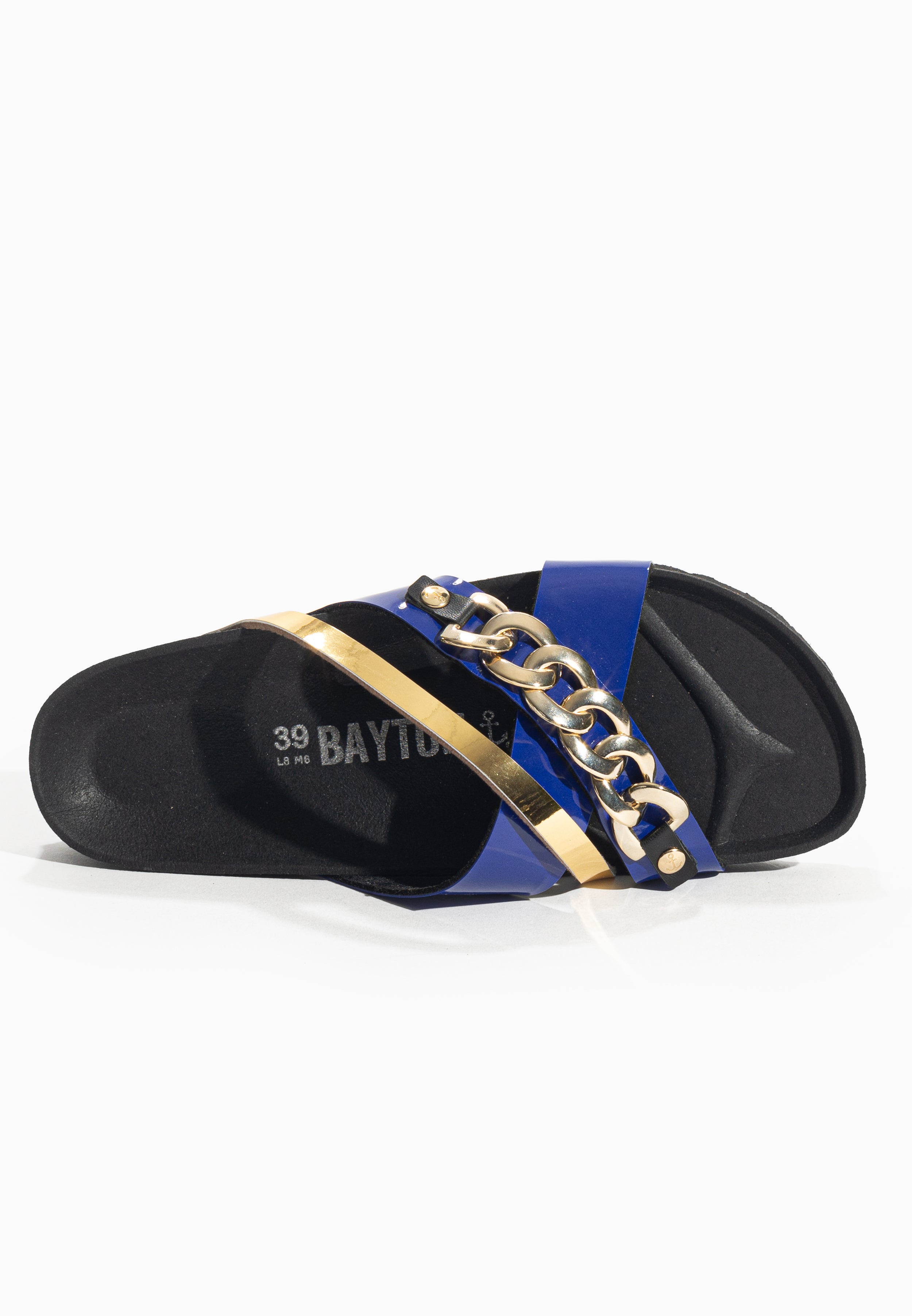 Magritte Blue and Gold Multi-Strap Sandals