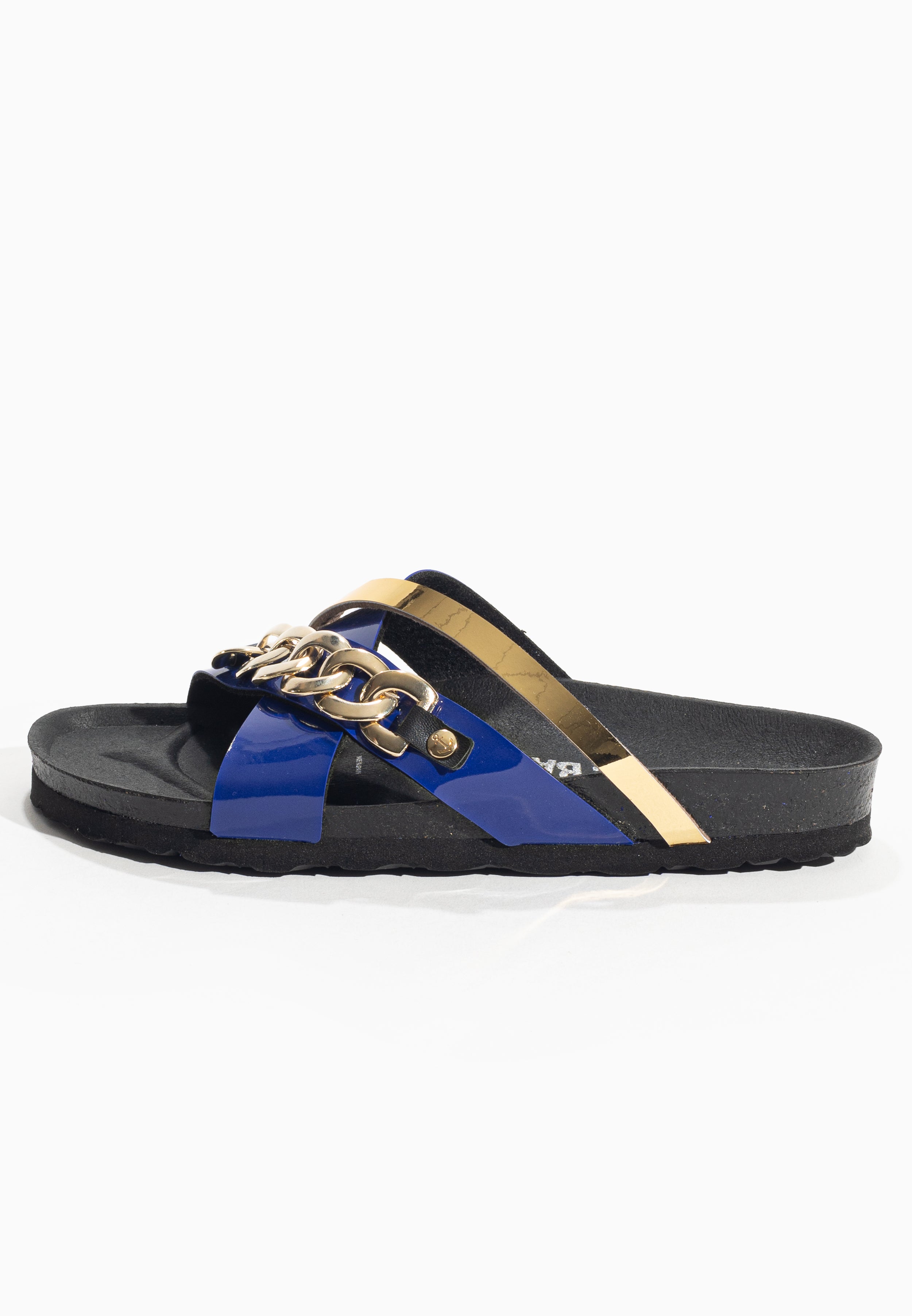 Magritte Blue and Gold Multi-Strap Sandals