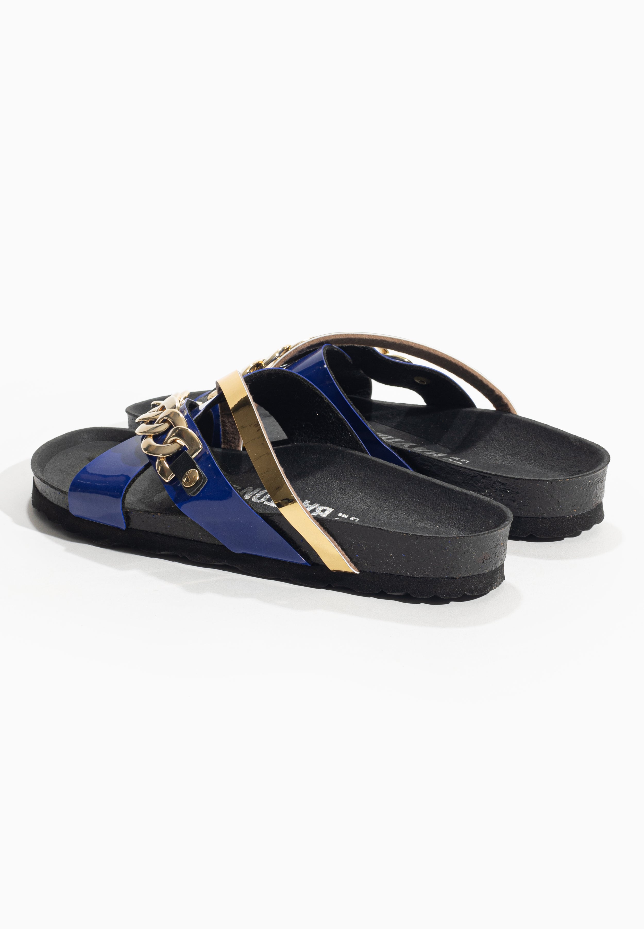 Magritte Blue and Gold Multi-Strap Sandals