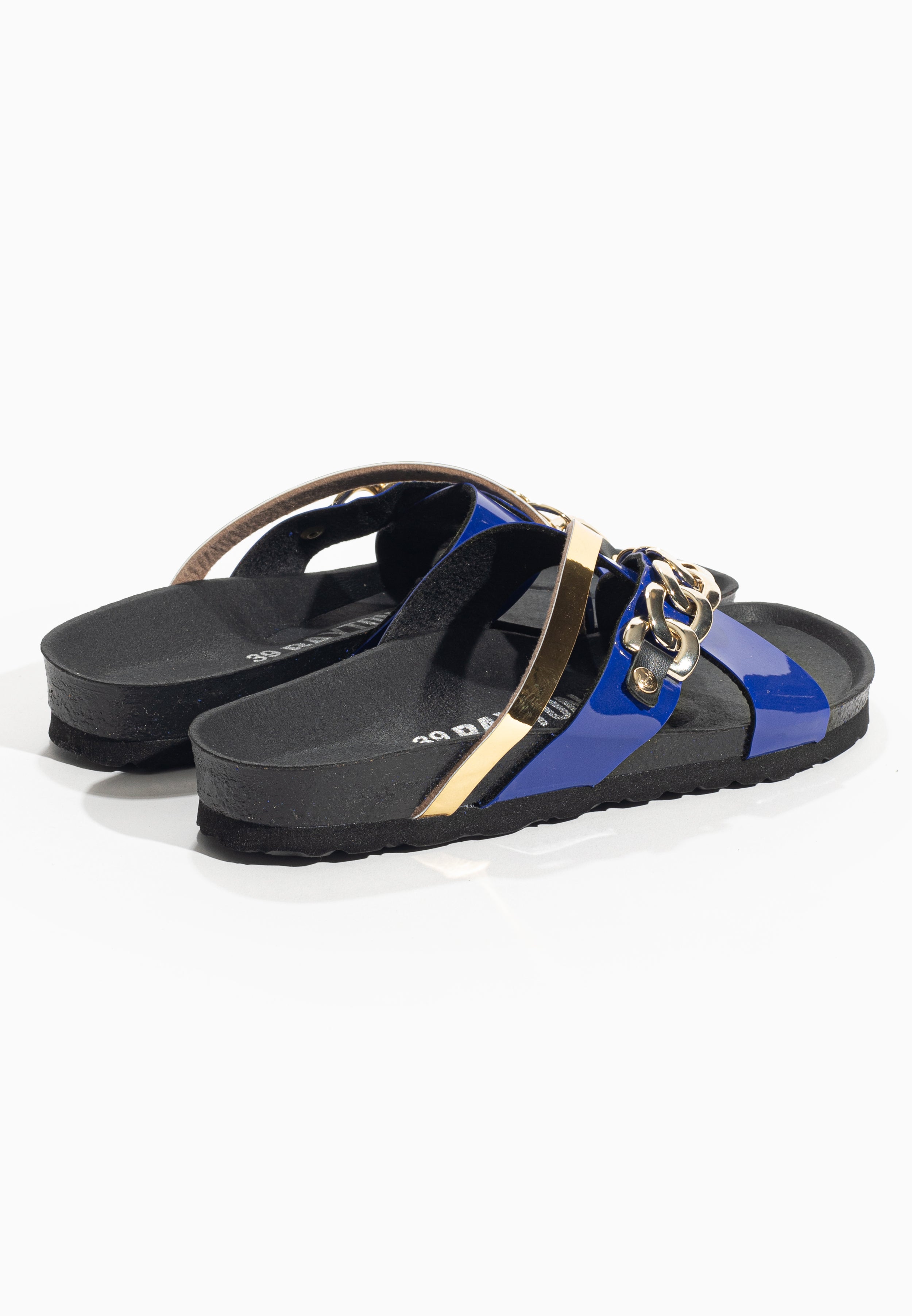 Magritte Blue and Gold Multi-Strap Sandals