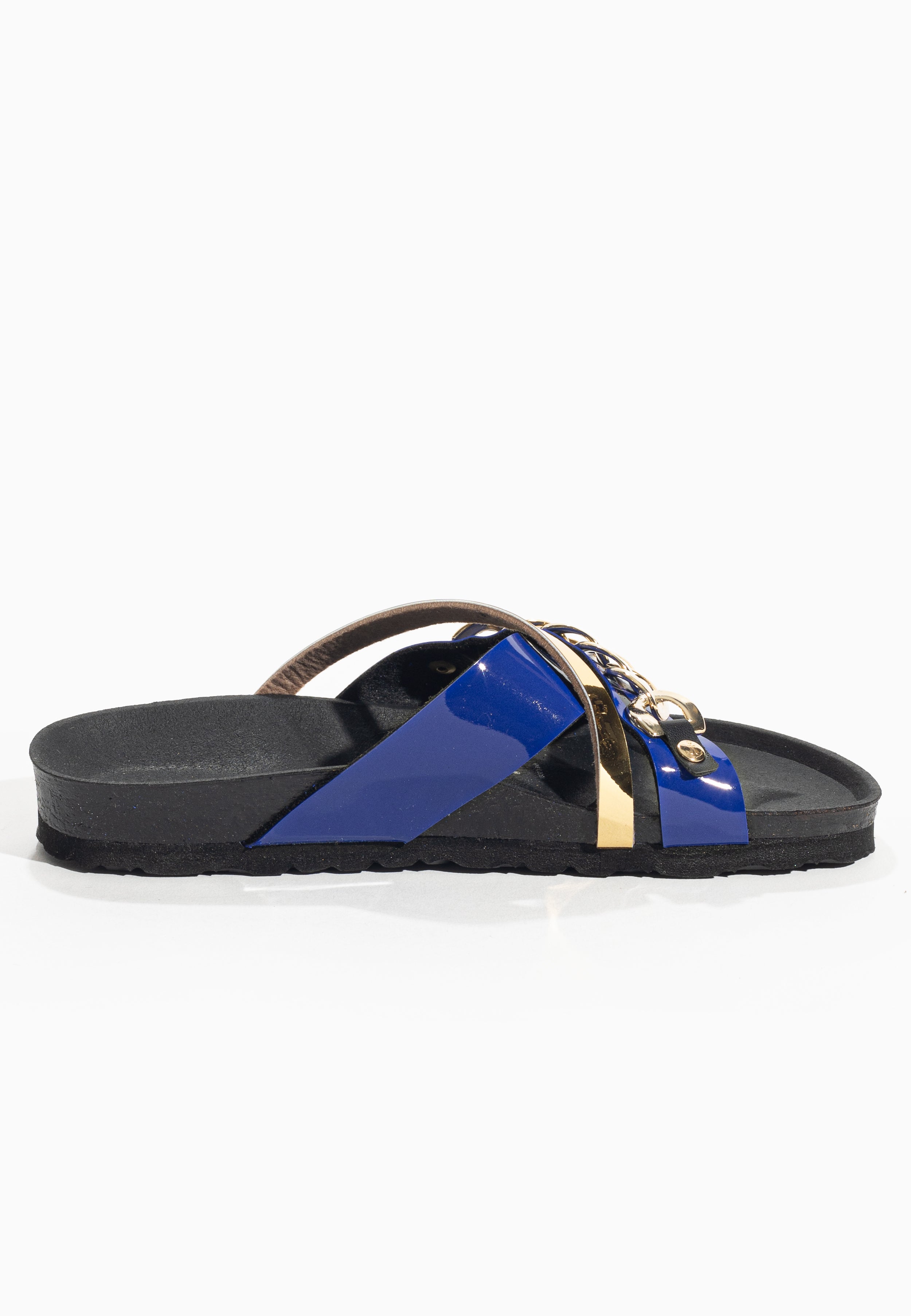 Magritte Blue and Gold Multi-Strap Sandals