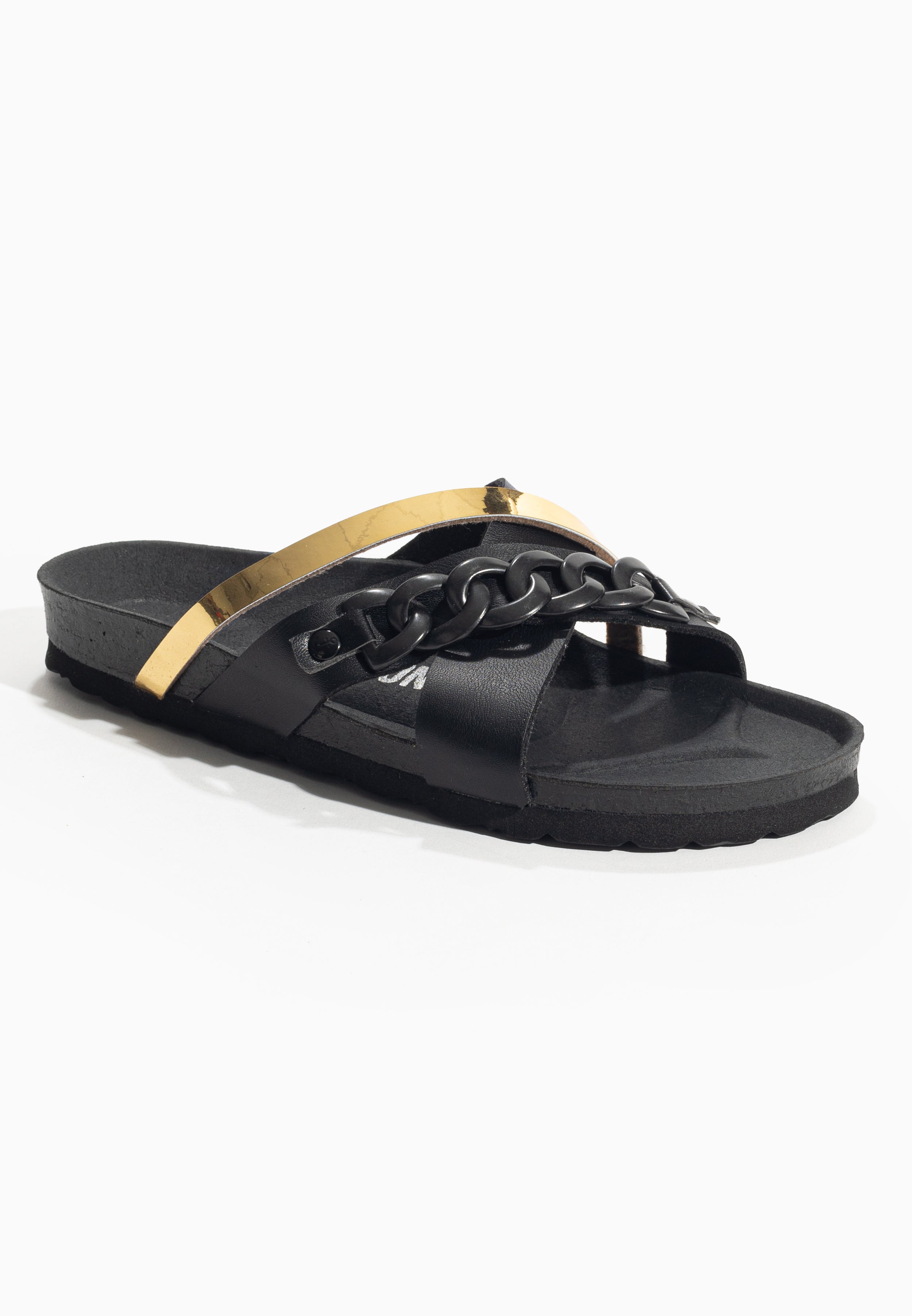 Magritte Black and Gold Multi-Strap Sandals