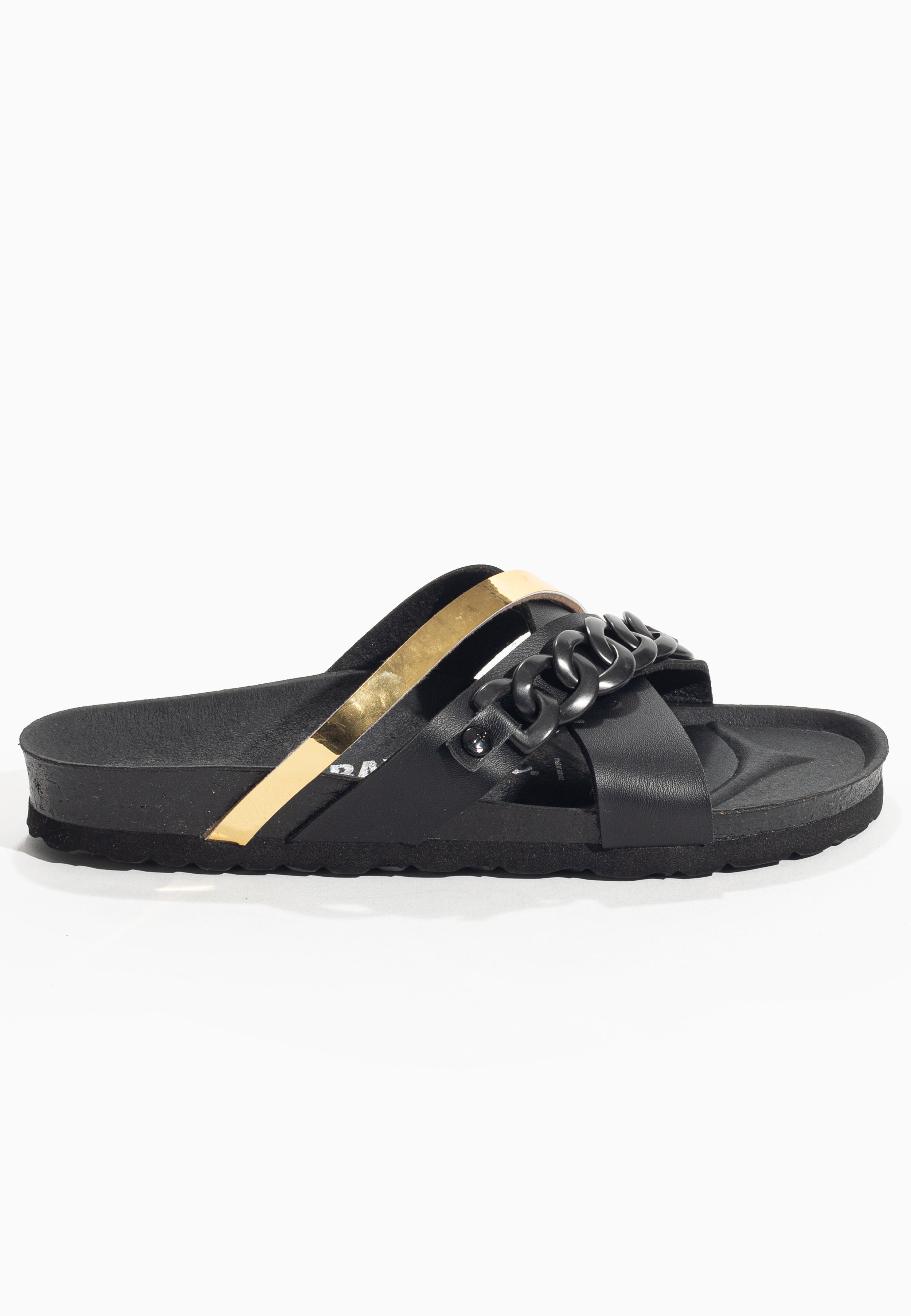 Magritte Black and Gold Multi-Strap Sandals