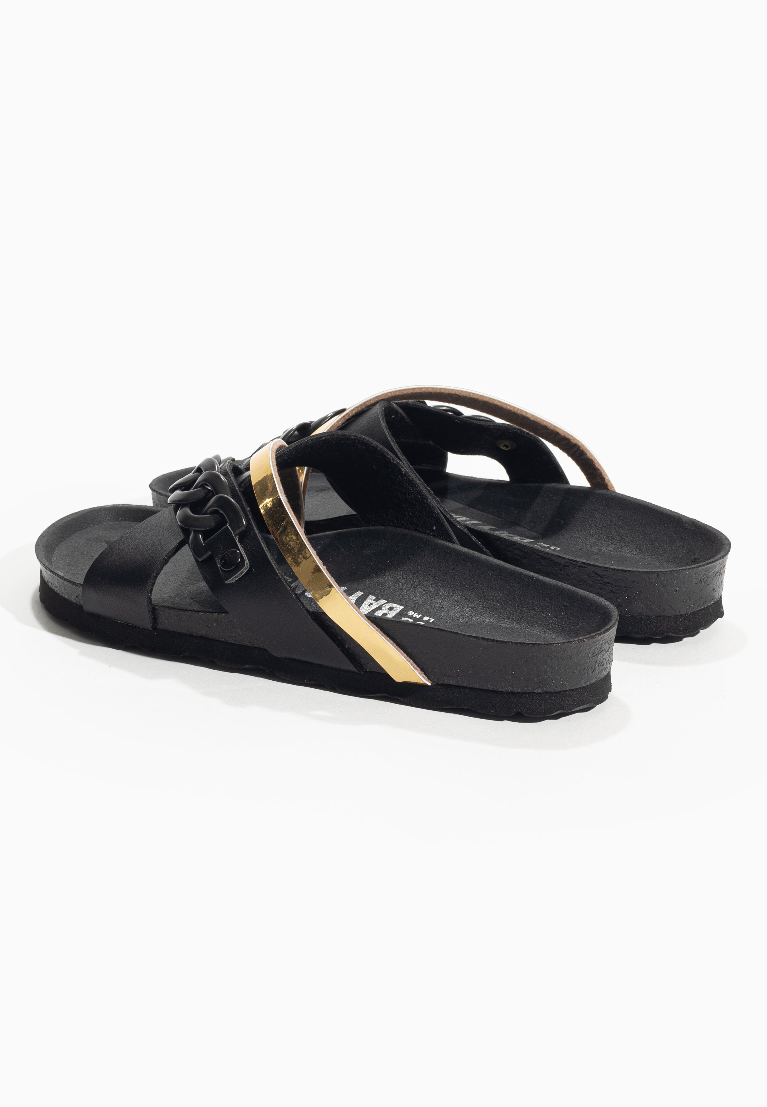 Magritte Black and Gold Multi-Strap Sandals