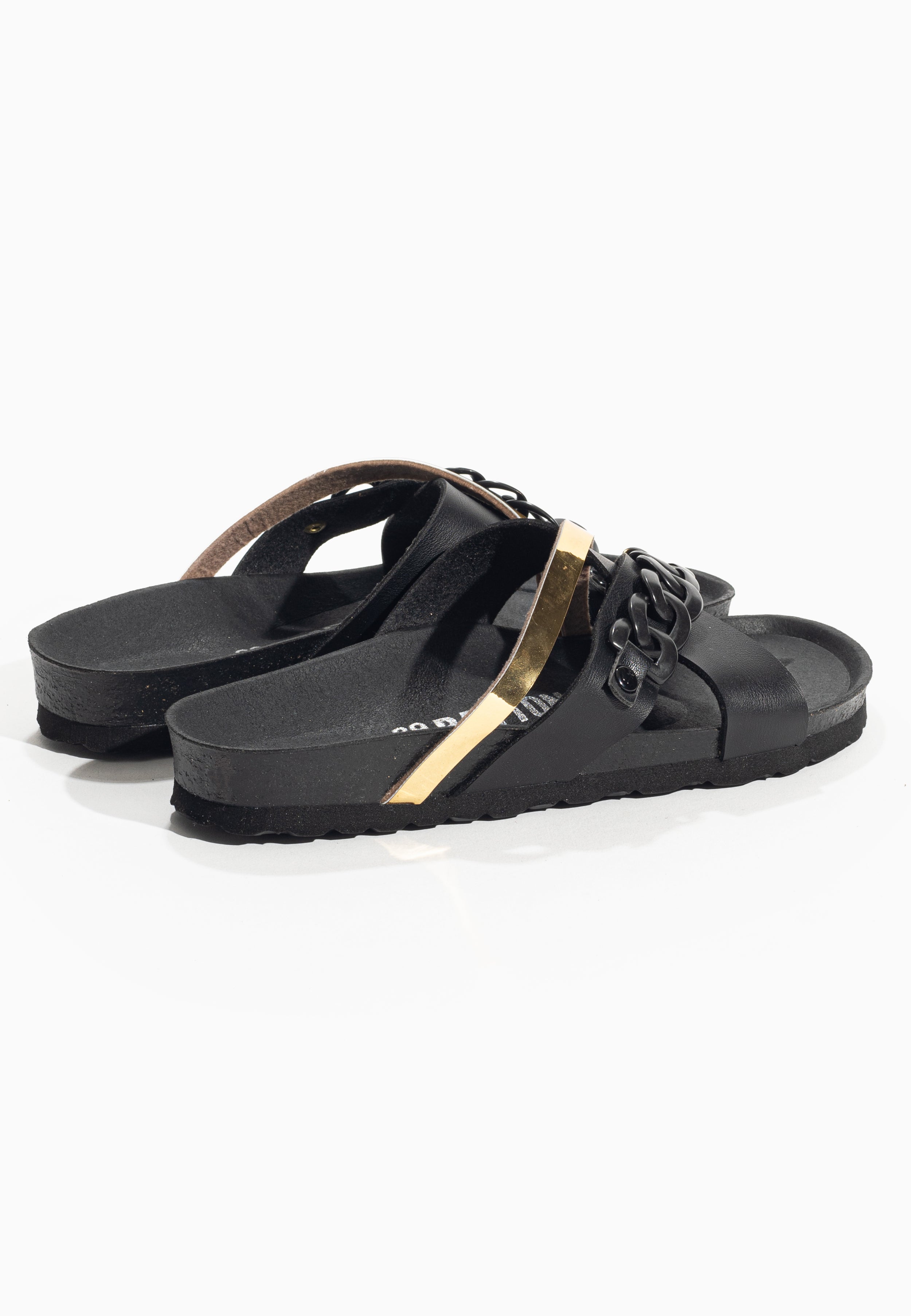 Magritte Black and Gold Multi-Strap Sandals