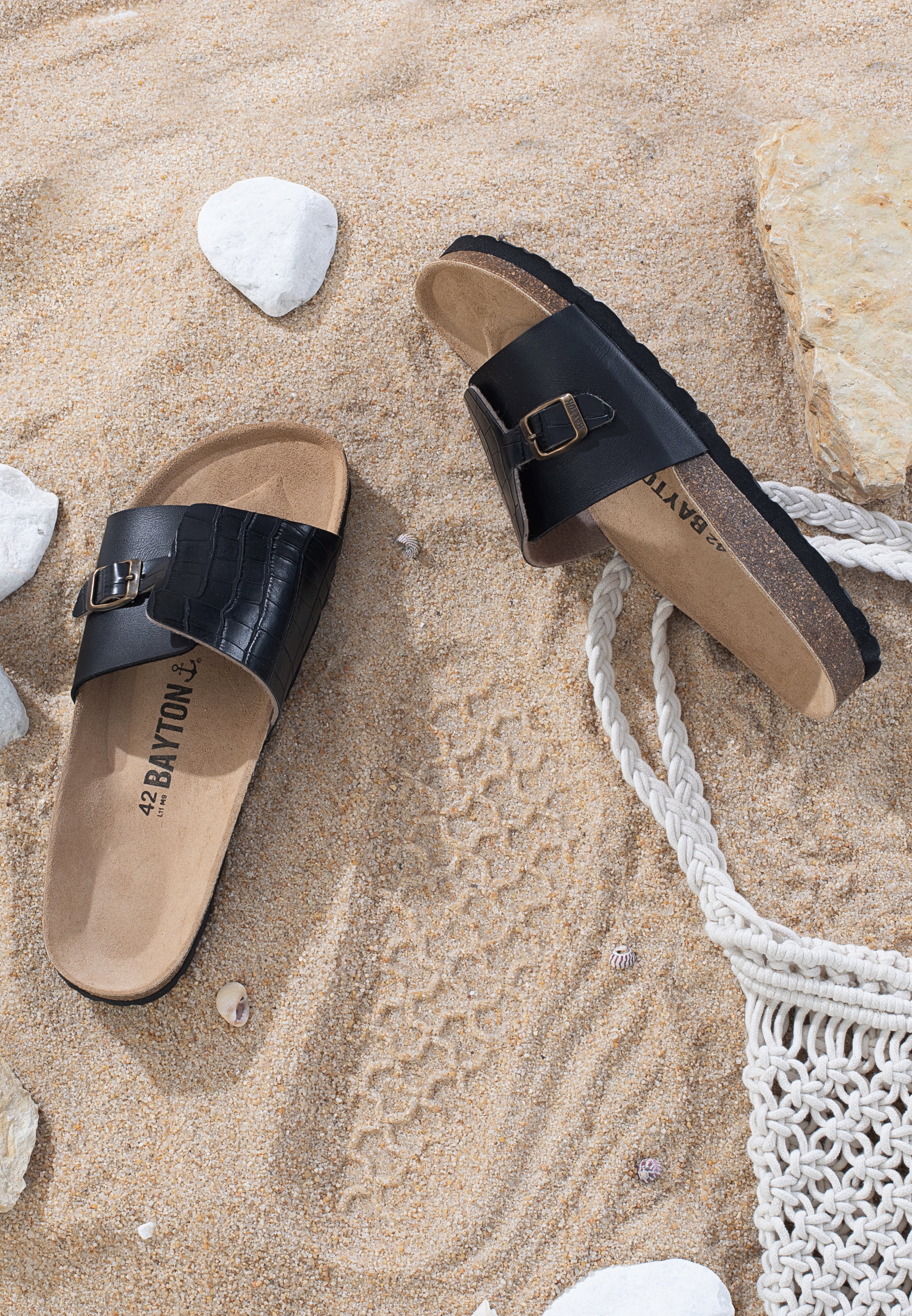 Black Hopper 1 Strap Sandals