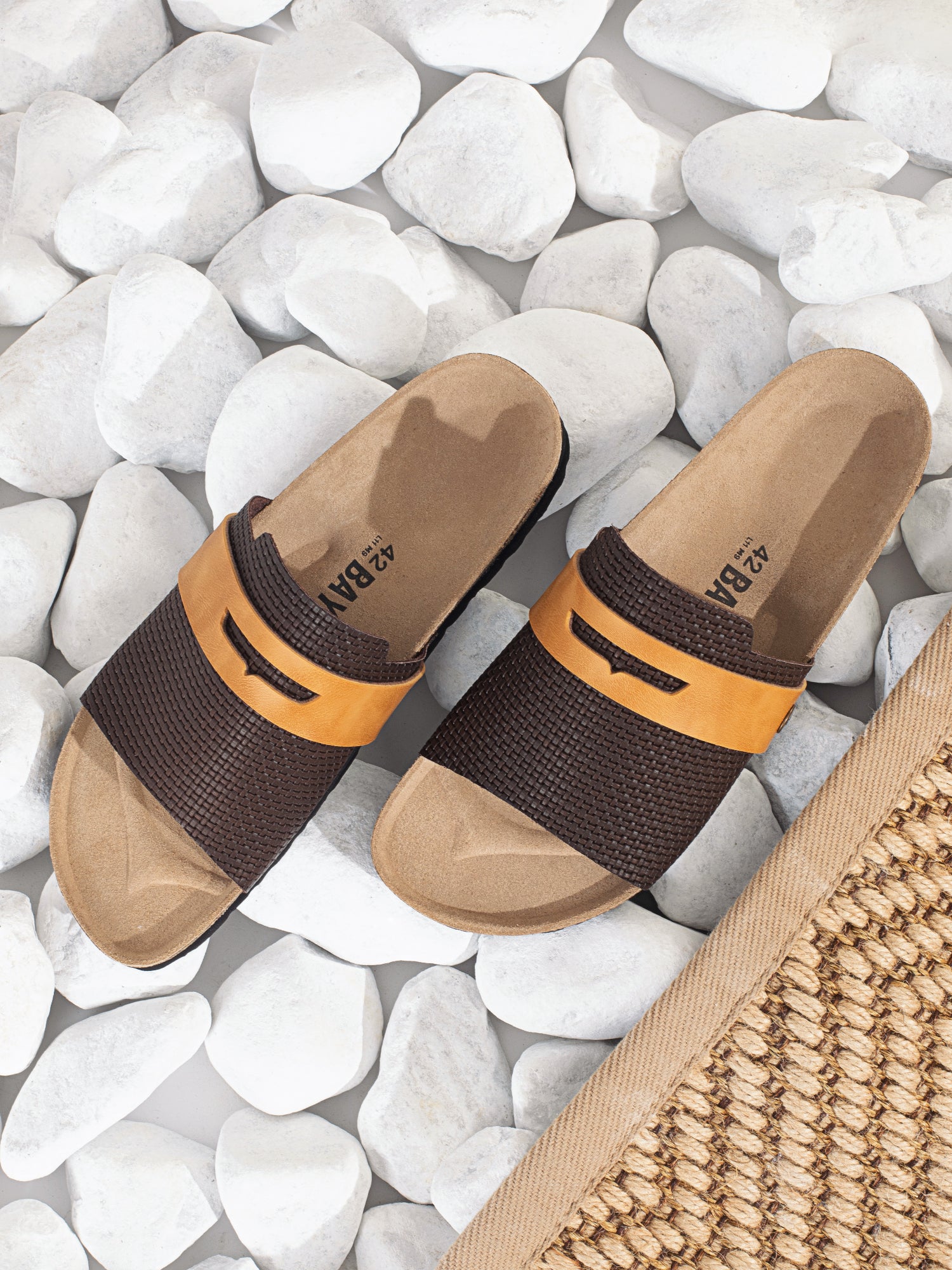 Gauguin Brown and Camel 1 Strap Sandals