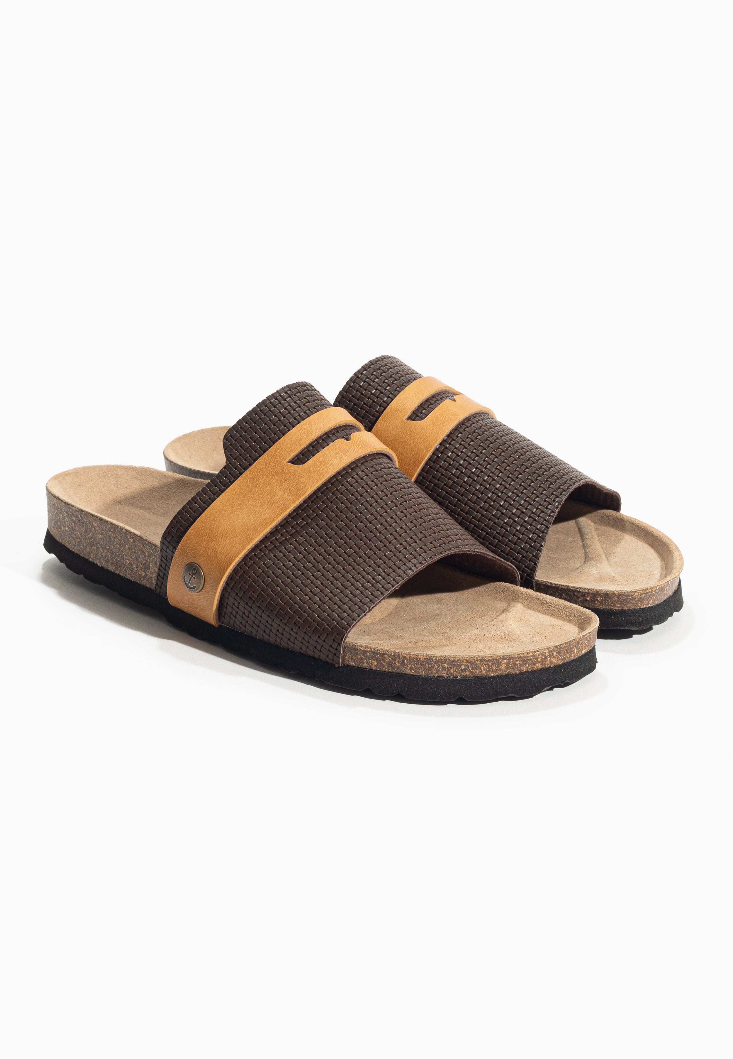 Gauguin Brown and Camel 1 Strap Sandals