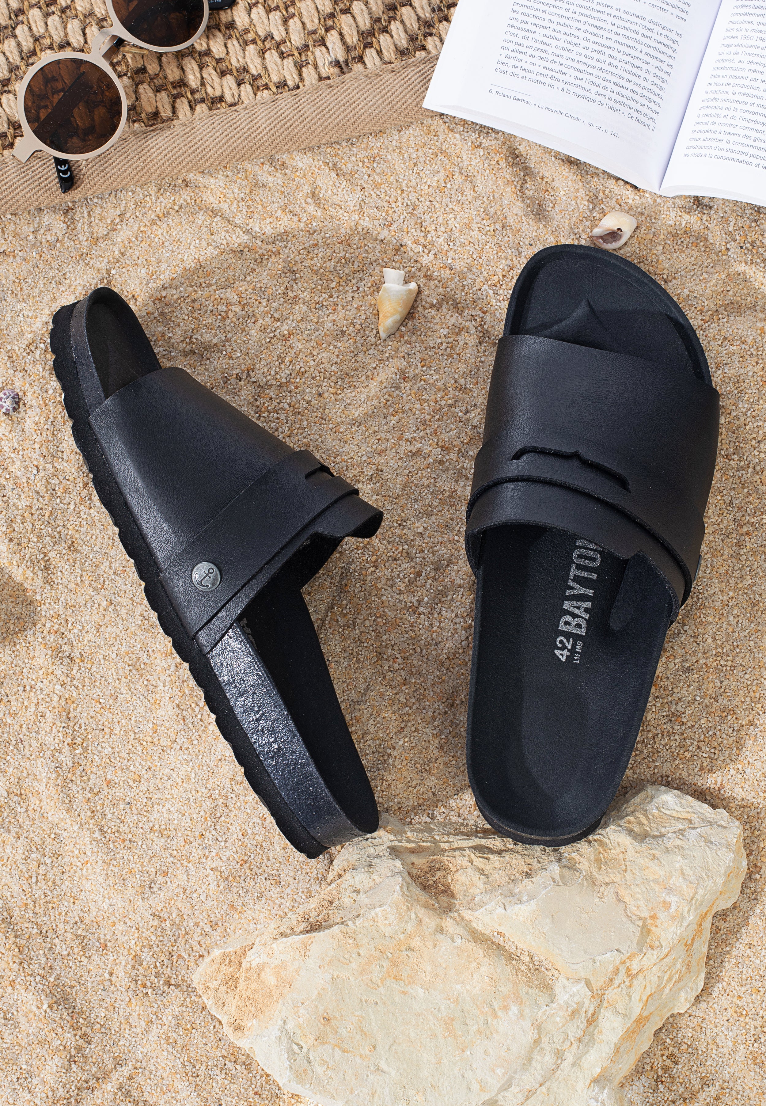 Gauguin Black 1 Strap Sandals