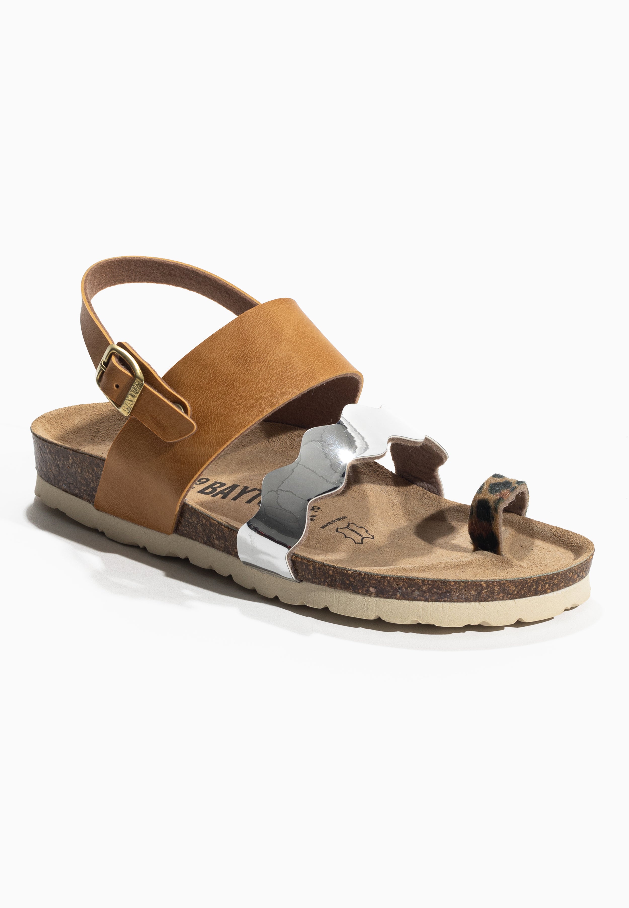 Majorelle Camel and Gold and Leopard Multi-Strap Sandals