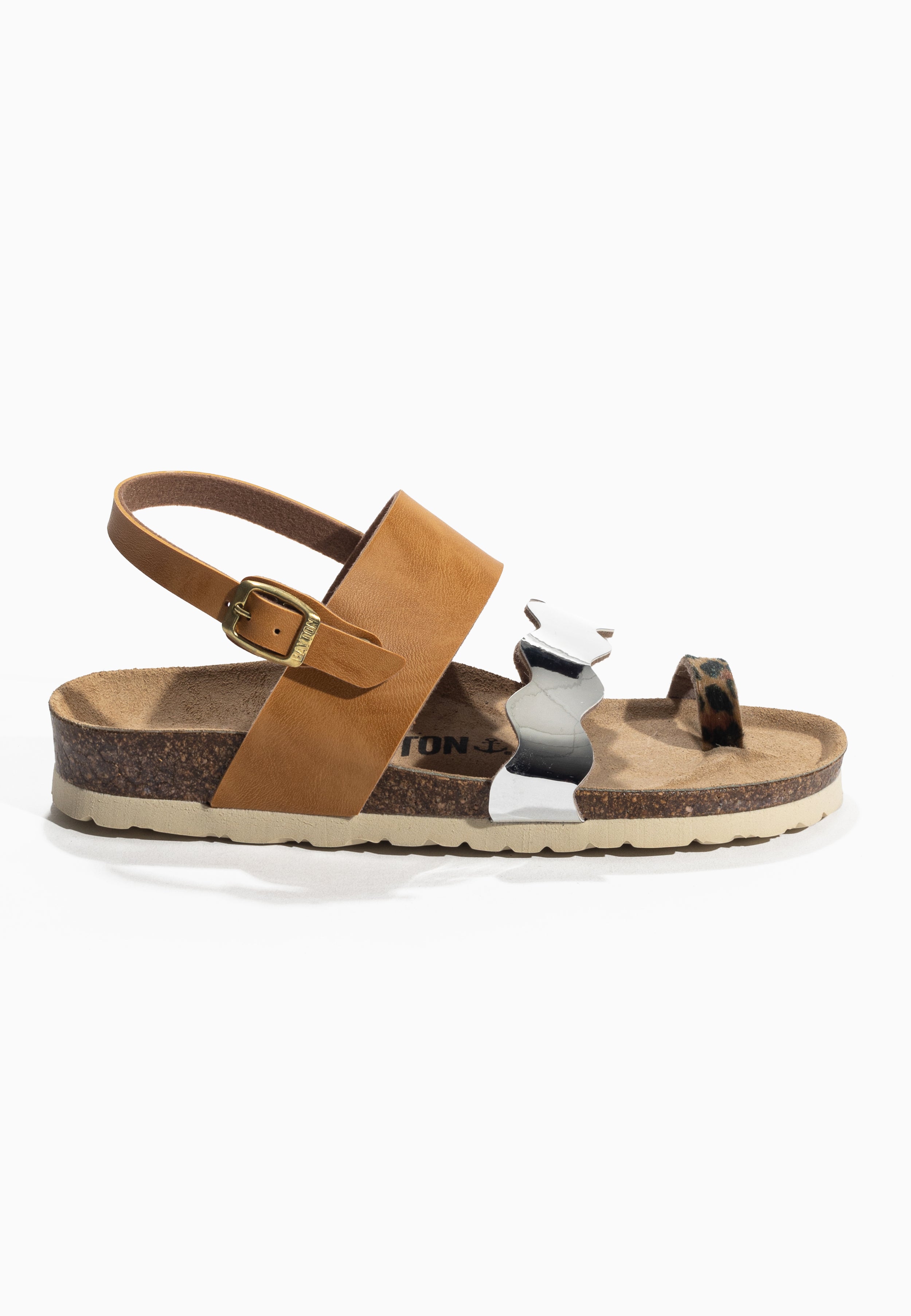 Majorelle Camel and Gold and Leopard Multi-Strap Sandals