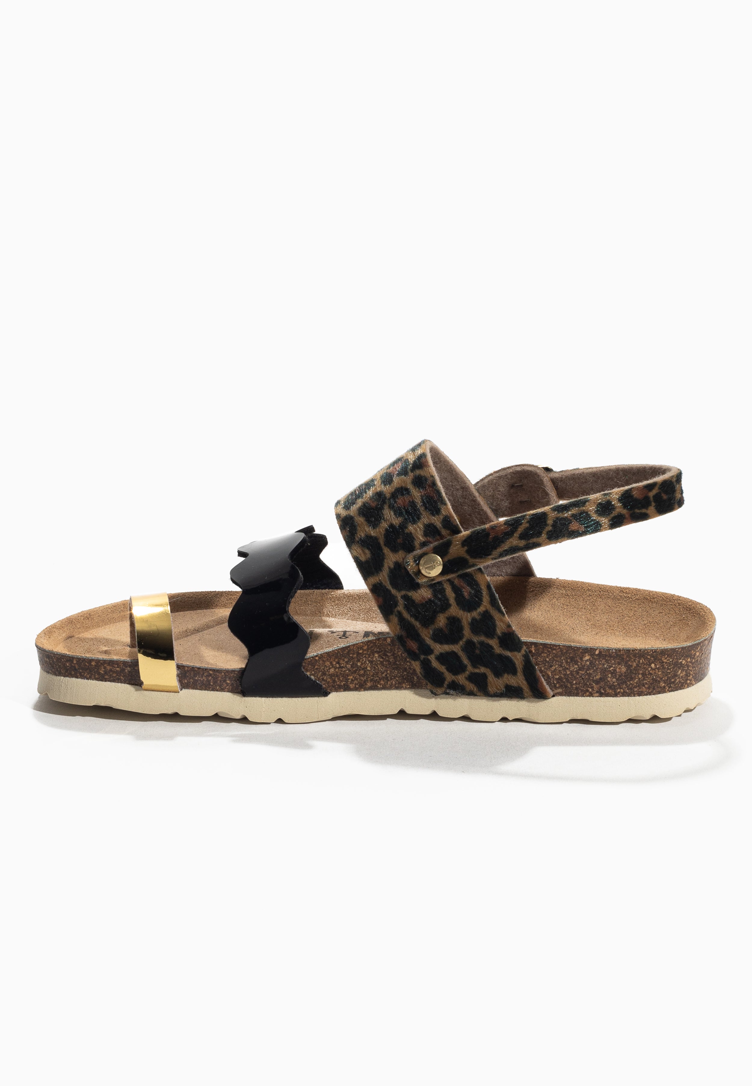 Majorelle Leopard and Black and Gold Multi-Strap Sandals