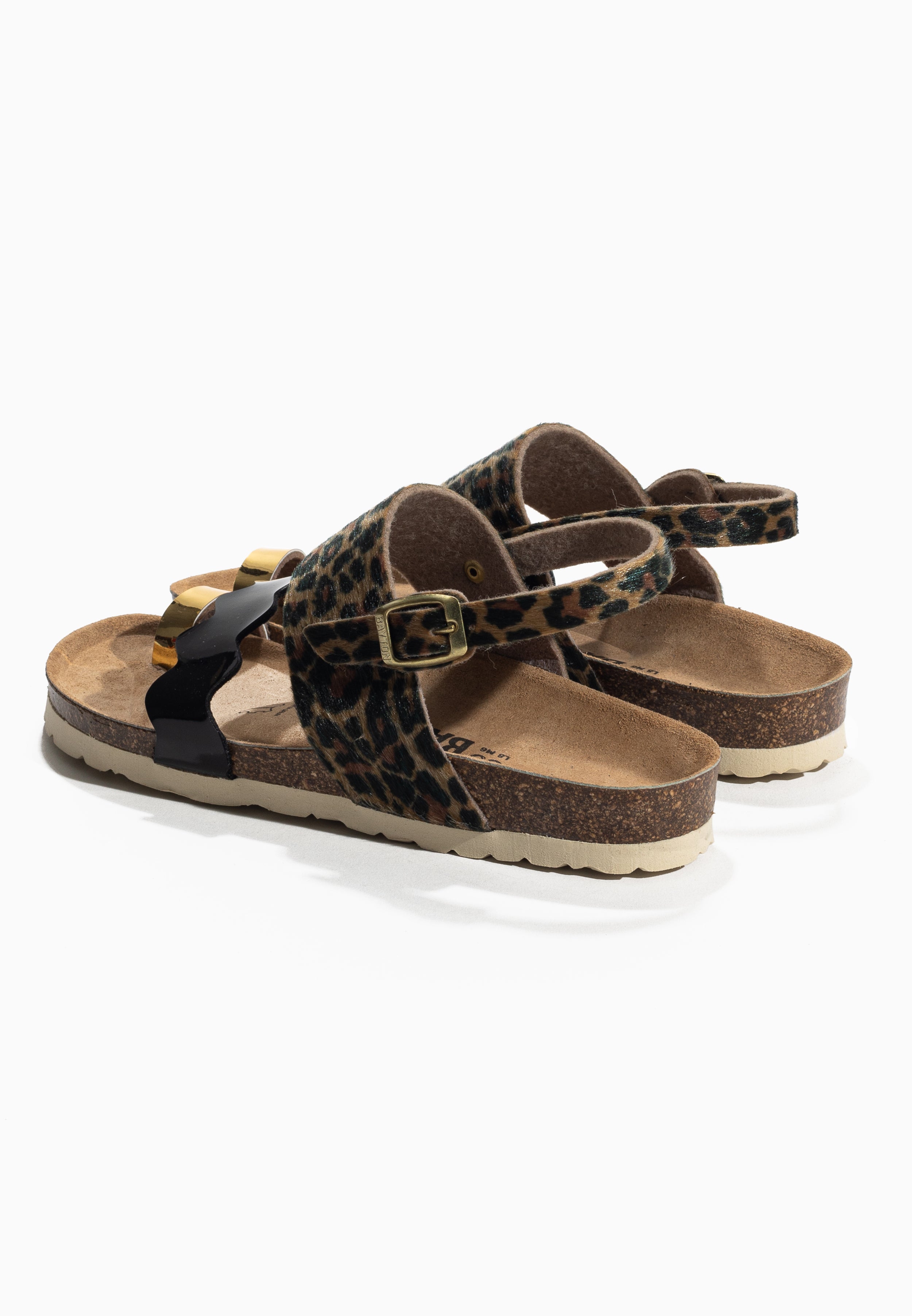 Majorelle Leopard and Black and Gold Multi-Strap Sandals