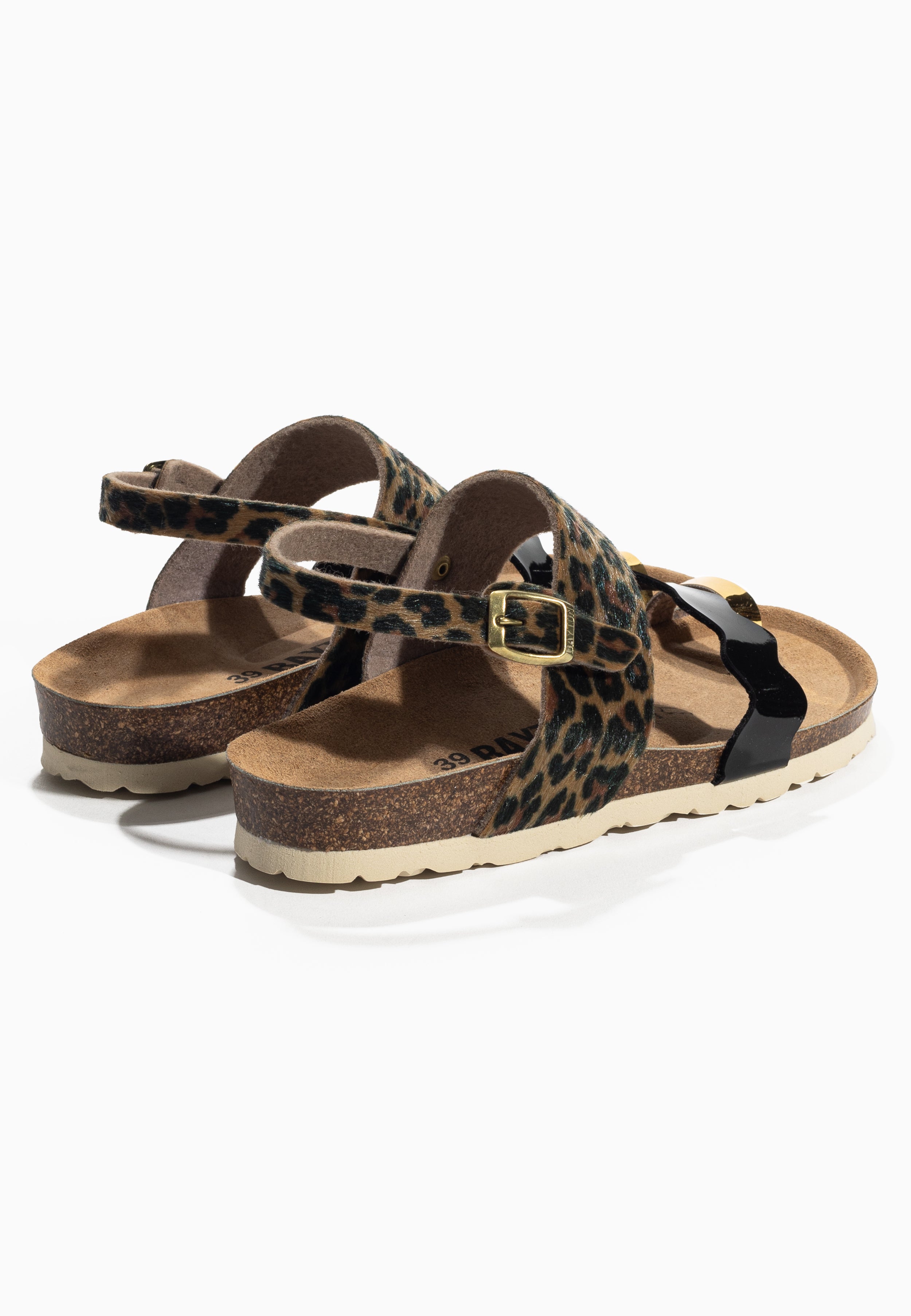 Majorelle Leopard and Black and Gold Multi-Strap Sandals