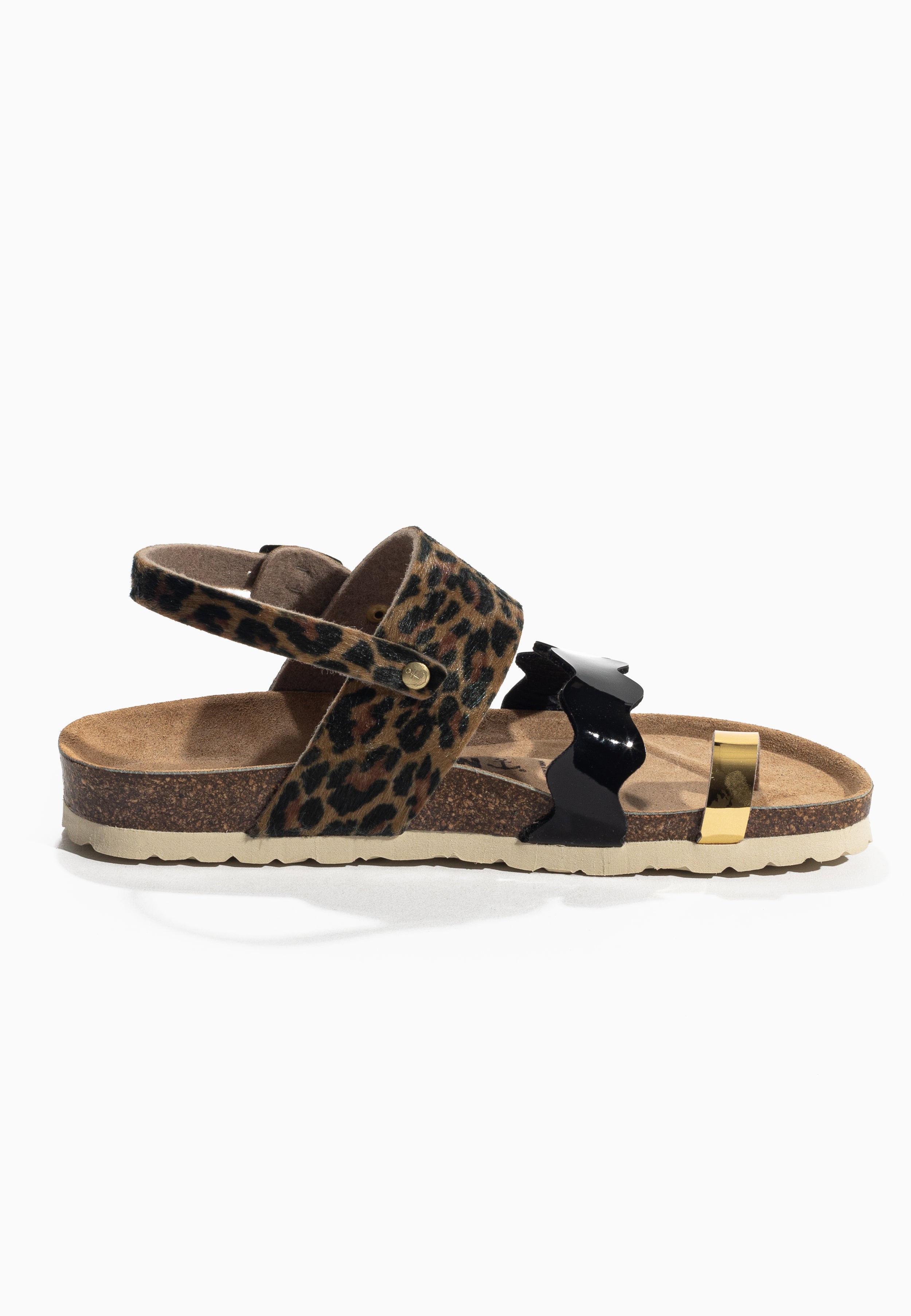 Majorelle Leopard and Black and Gold Multi-Strap Sandals