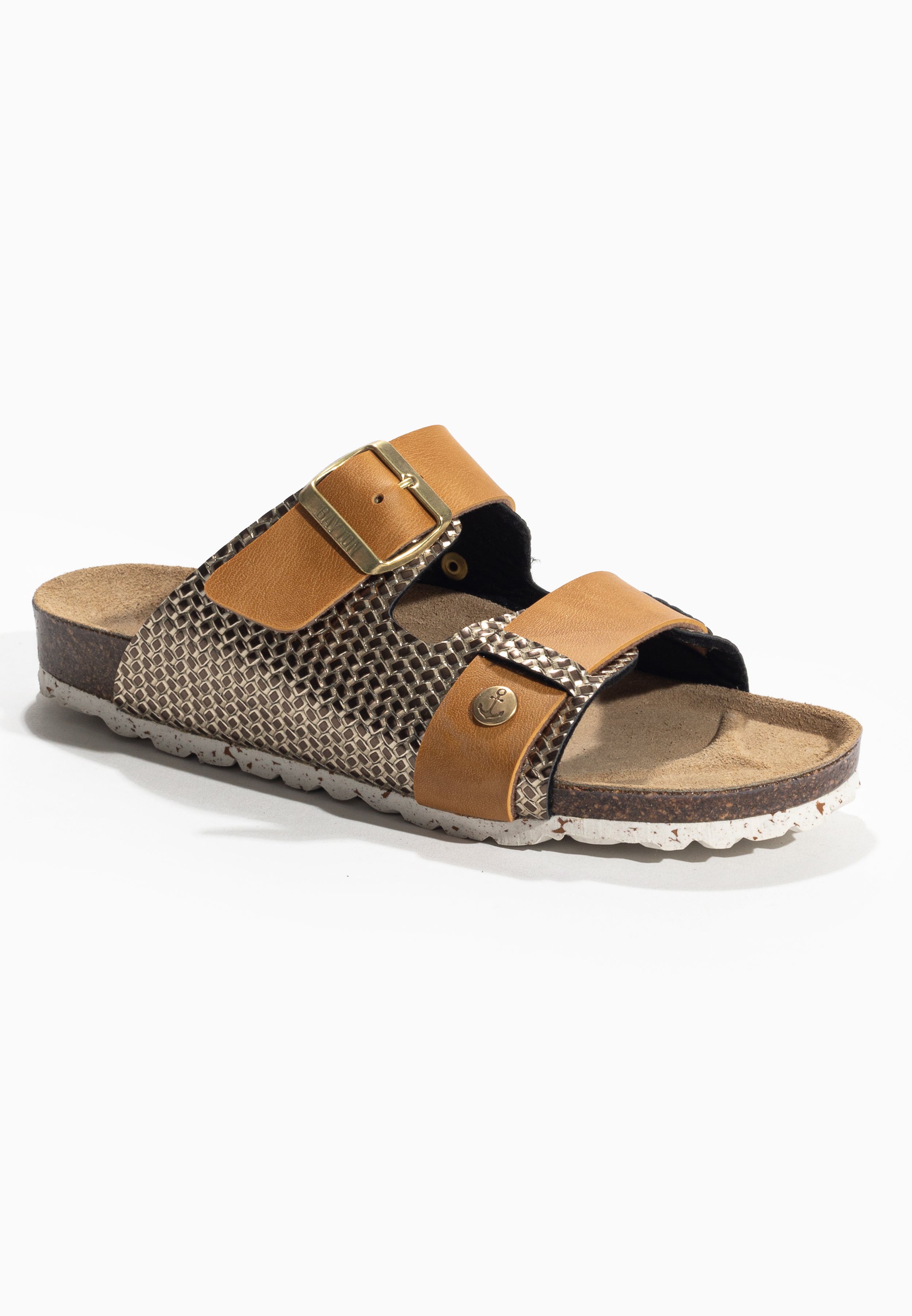 Narnia Camel and Gold Sandals 2 Straps