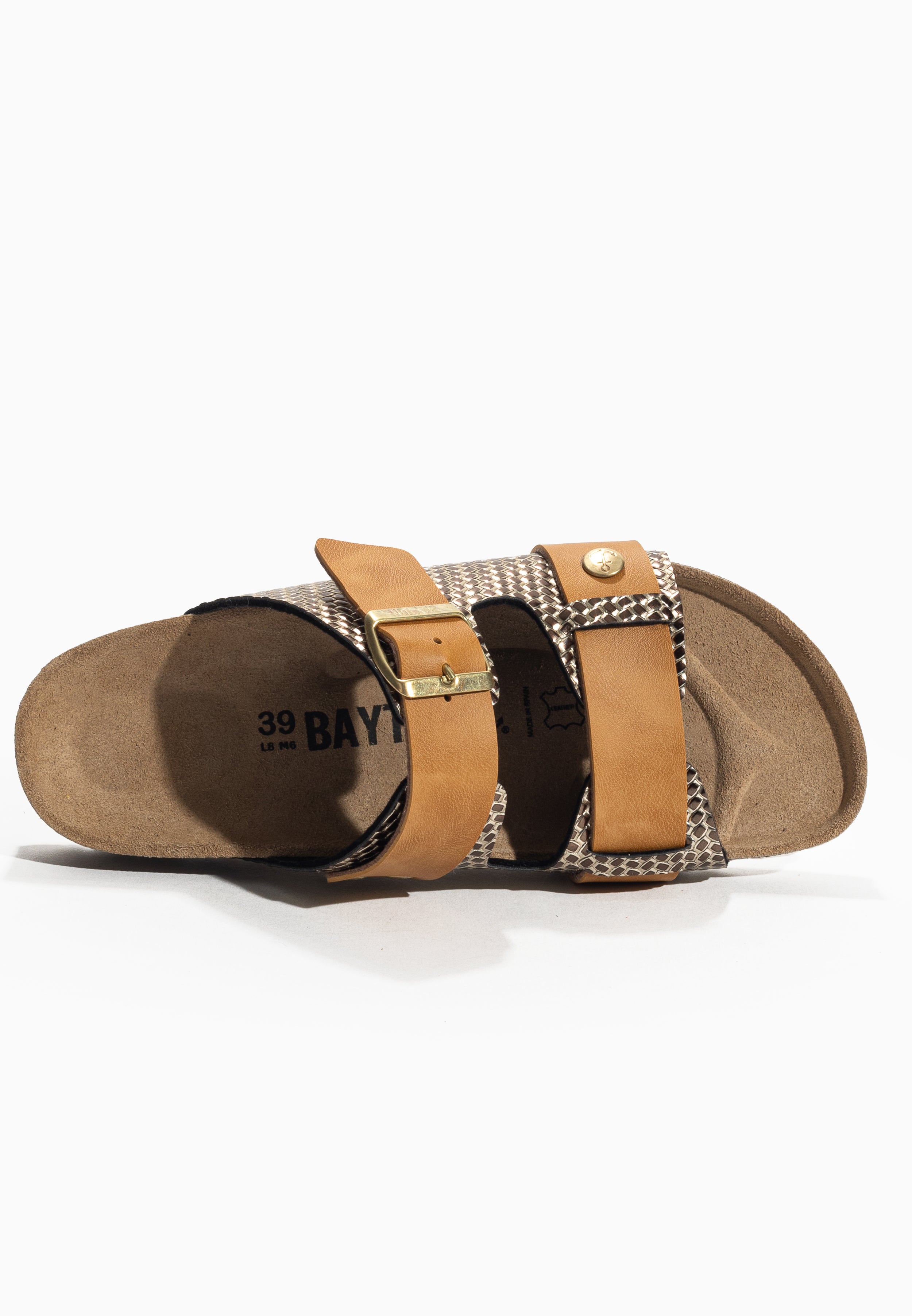 Narnia Camel and Gold Sandals 2 Straps