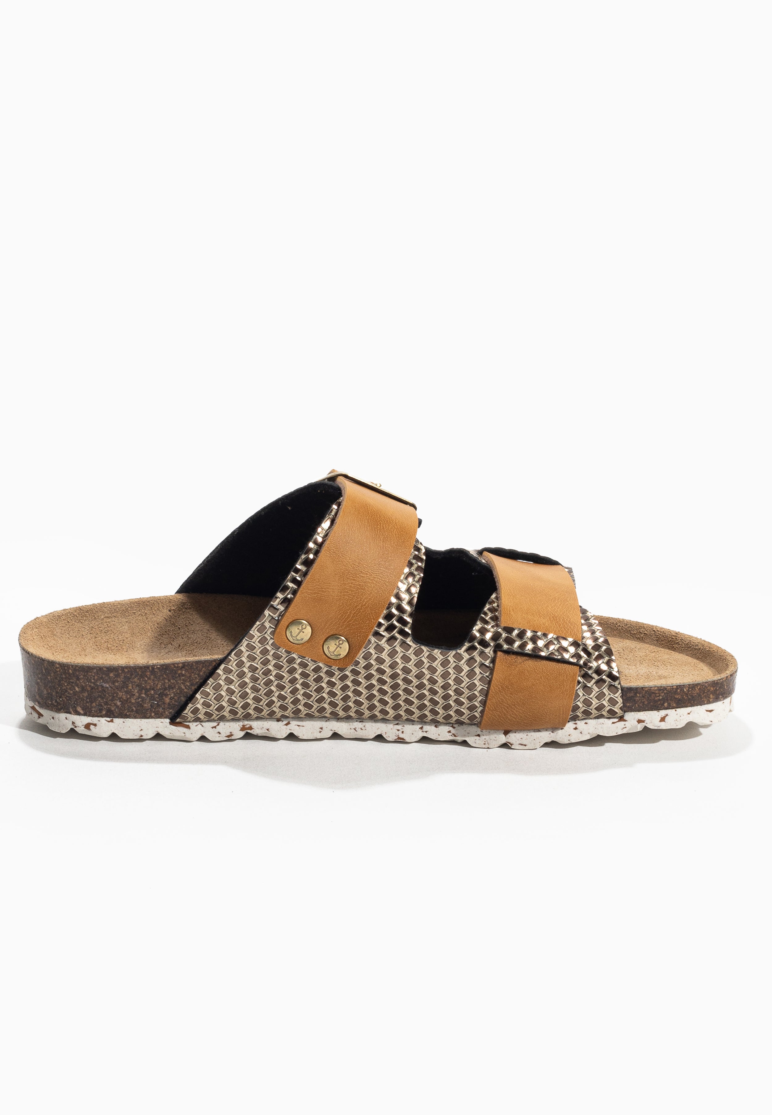 Narnia Camel and Gold Sandals 2 Straps