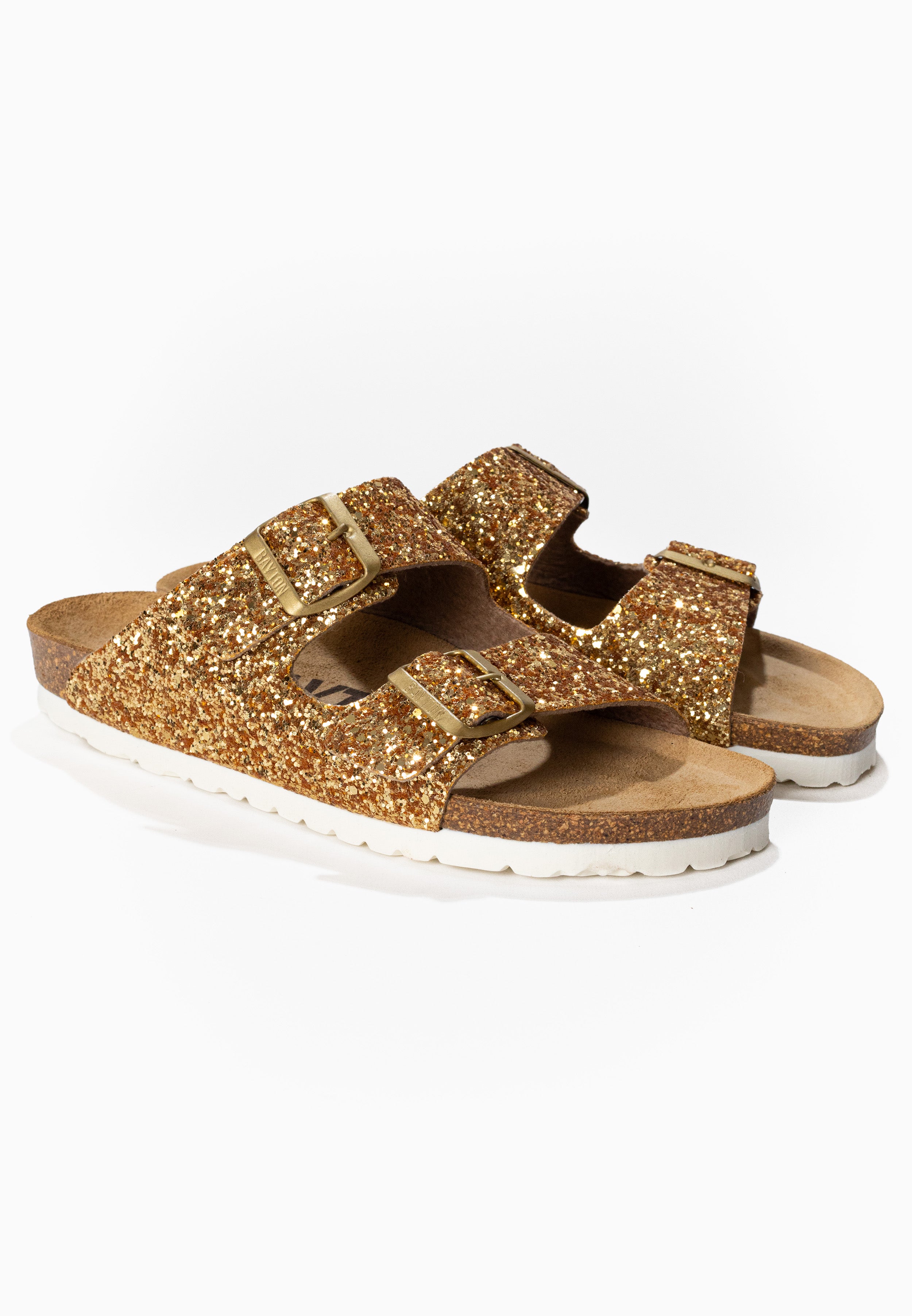 Atlas Gold Glitter 2 Strap Sandals