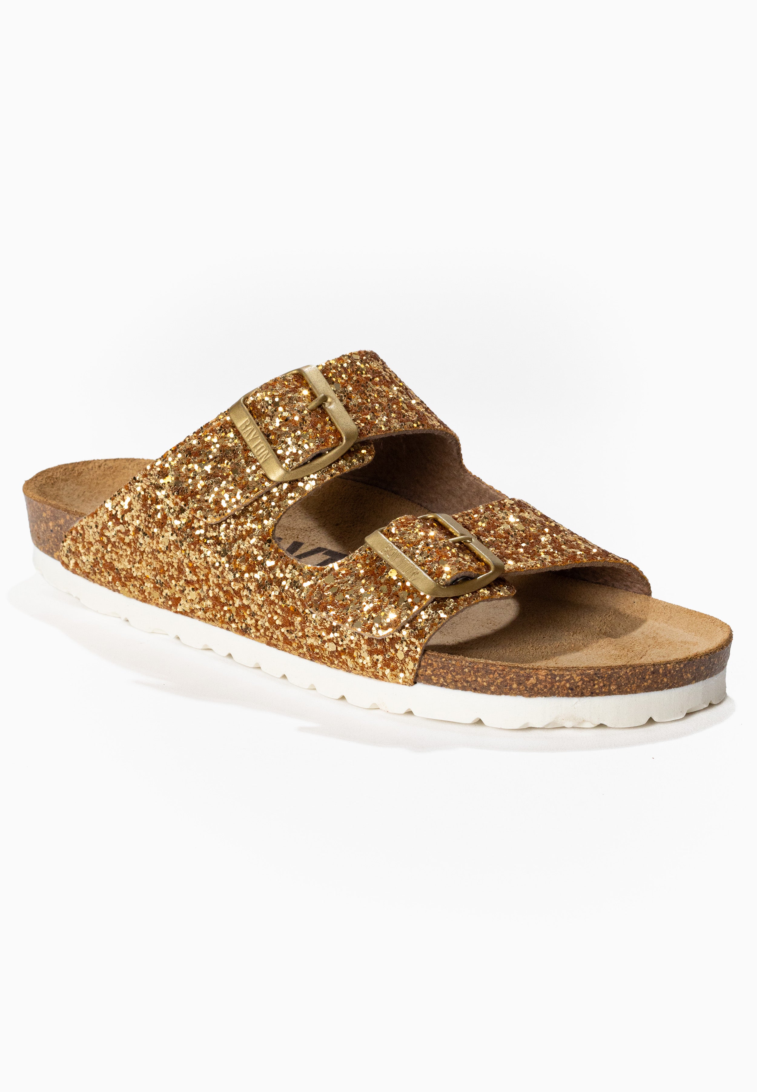 Atlas Gold Glitter 2 Strap Sandals