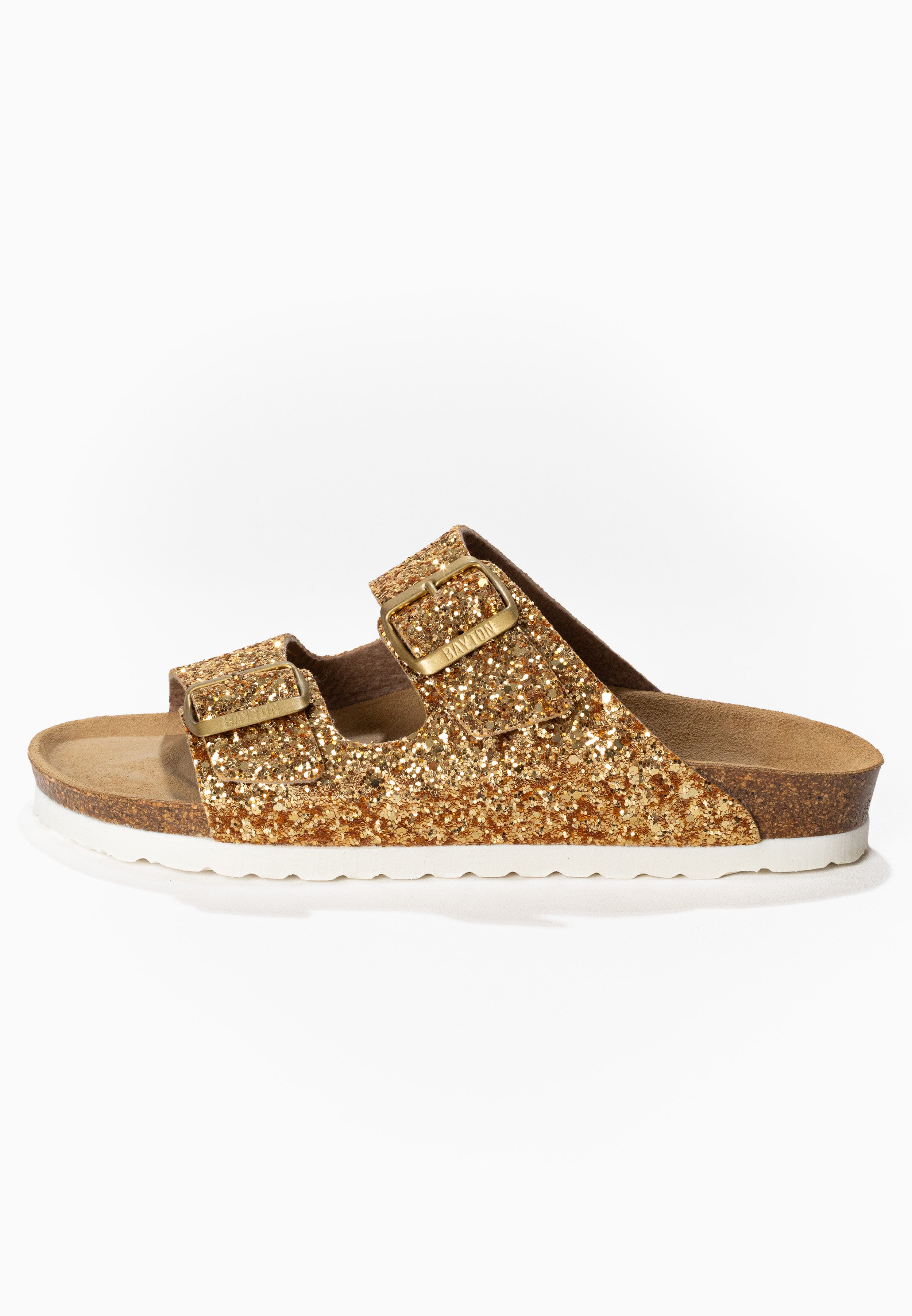 Atlas Gold Glitter 2 Strap Sandals