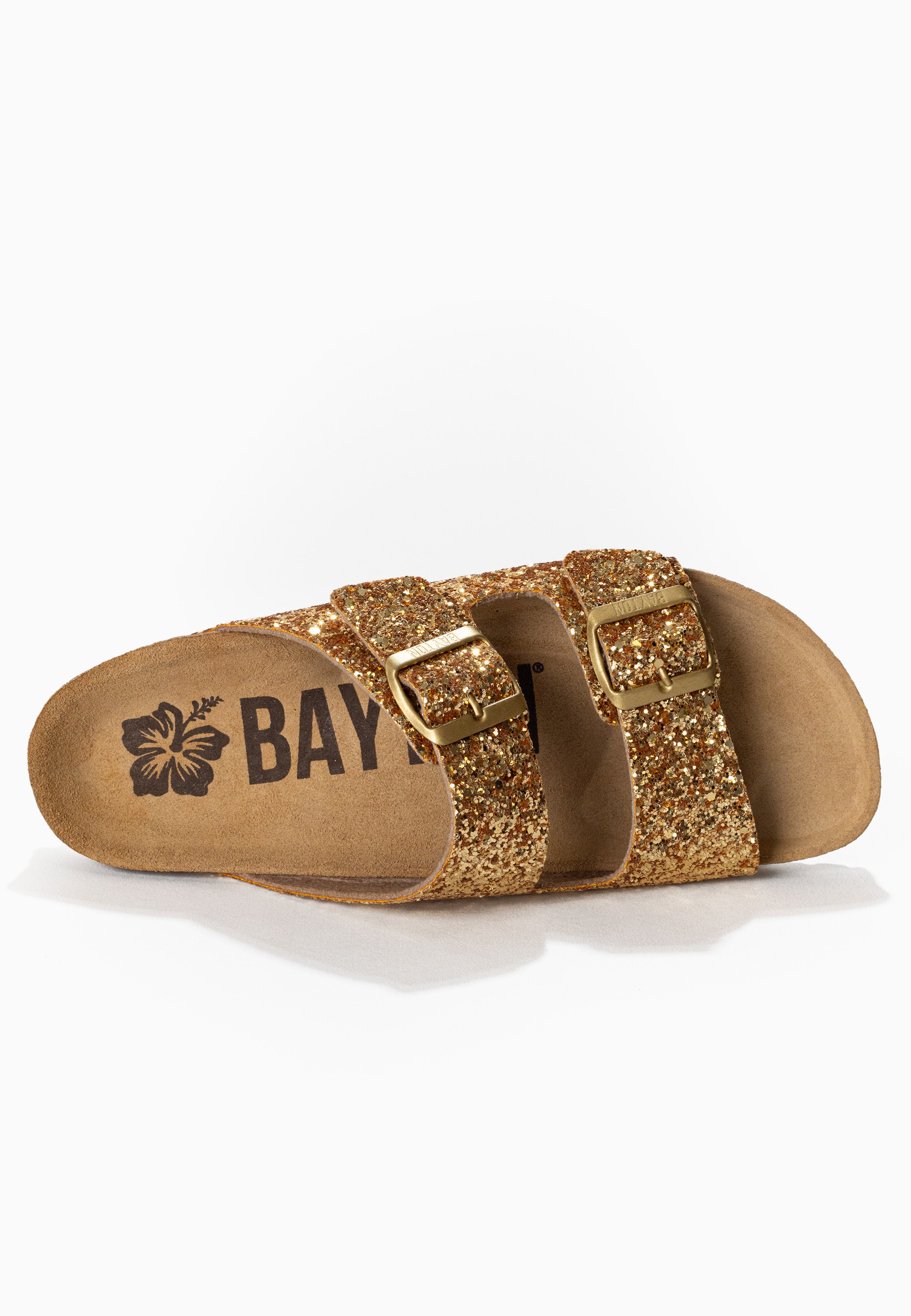 Atlas Gold Glitter 2 Strap Sandals