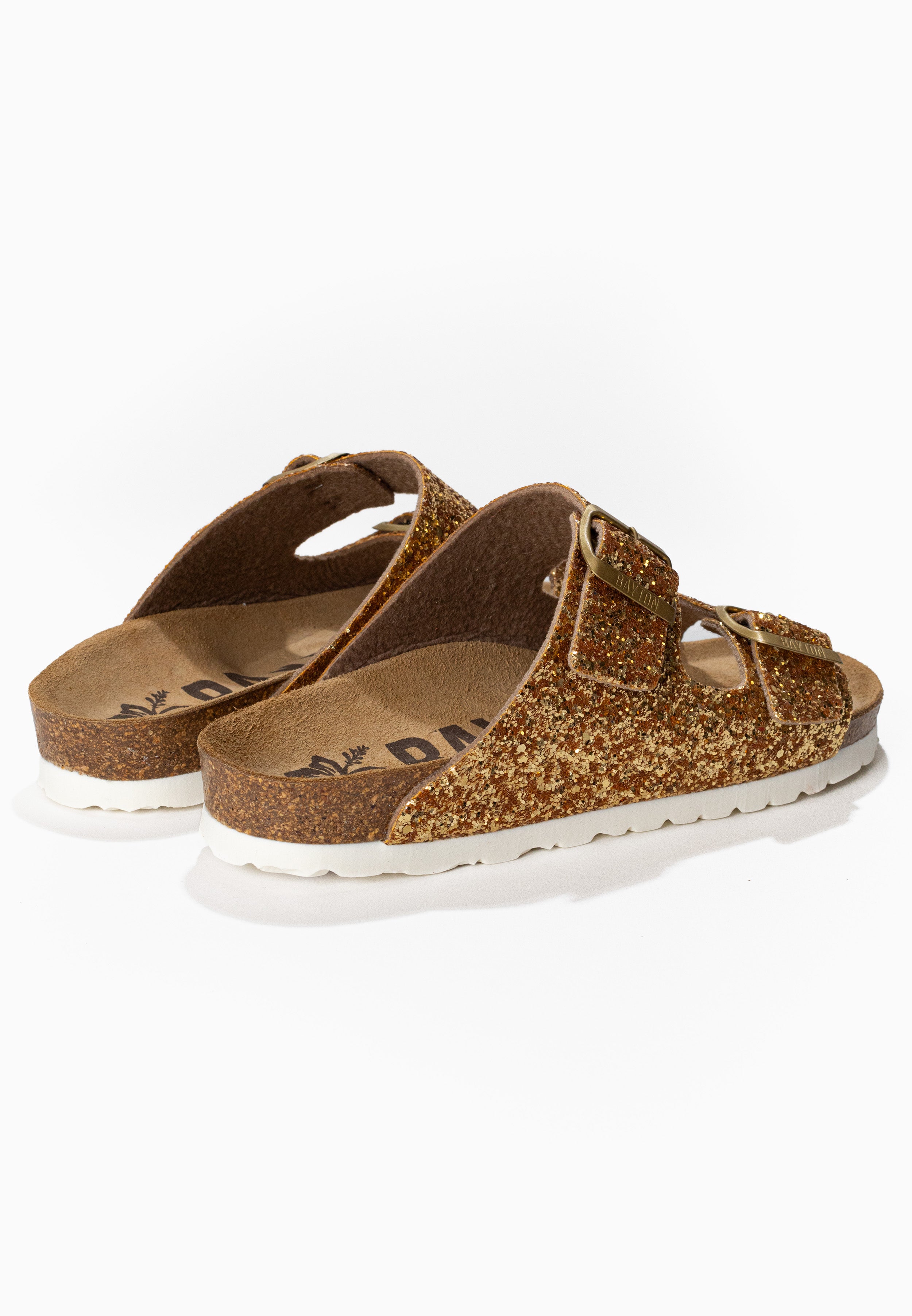 Atlas Gold Glitter 2 Strap Sandals