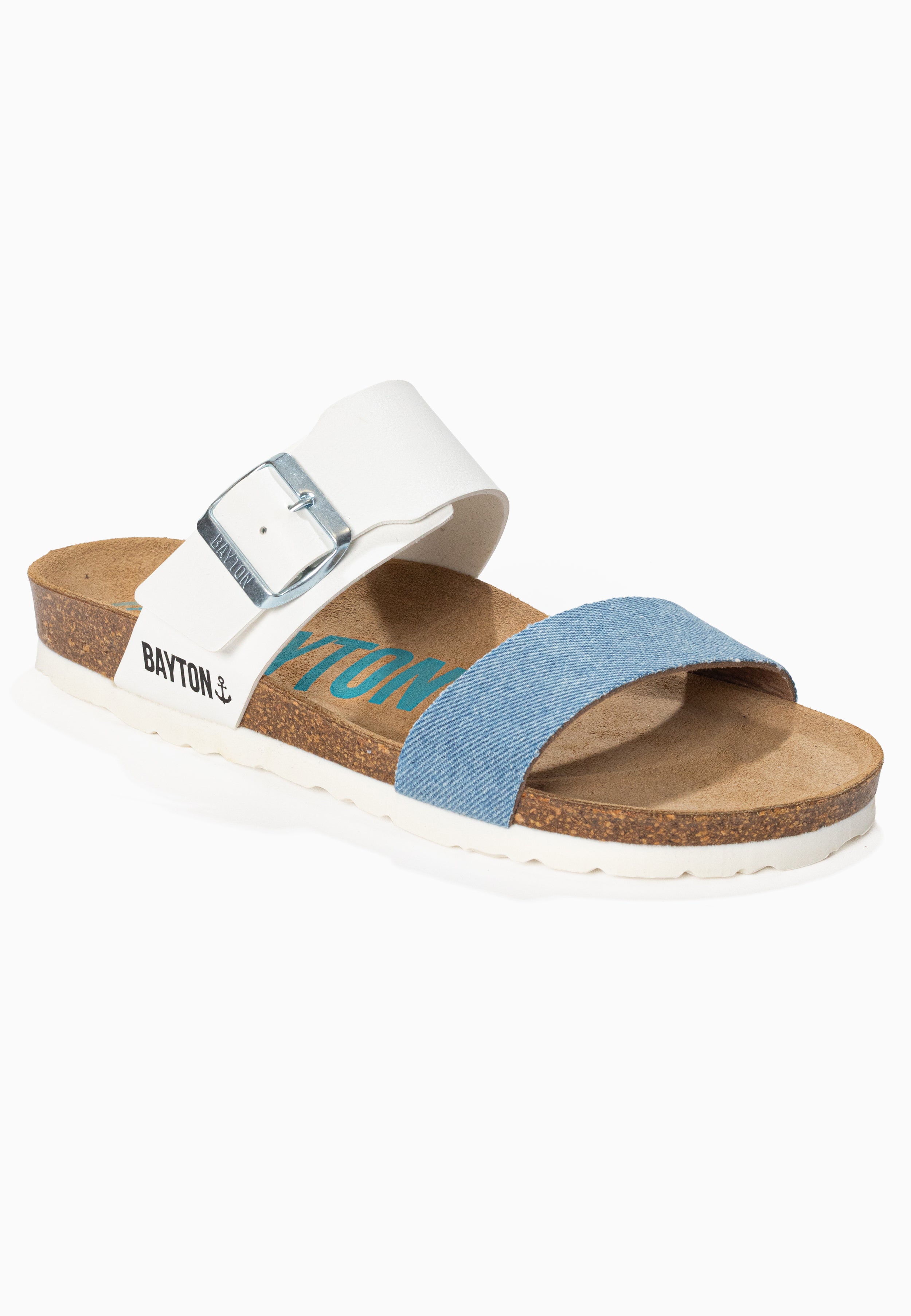 2 Straps Valencia Sandals White and Sky Blue