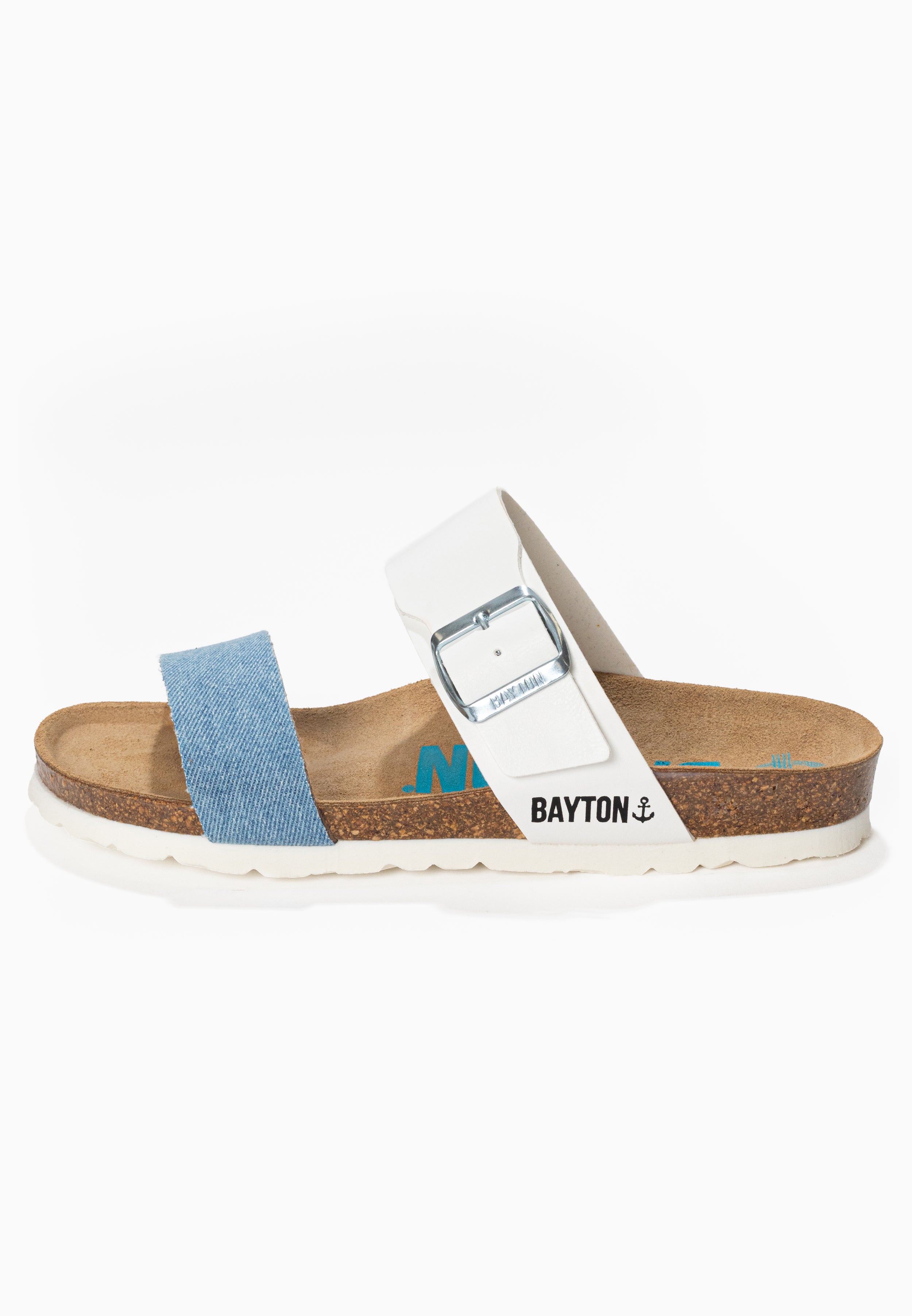 2 Straps Valencia Sandals White and Sky Blue