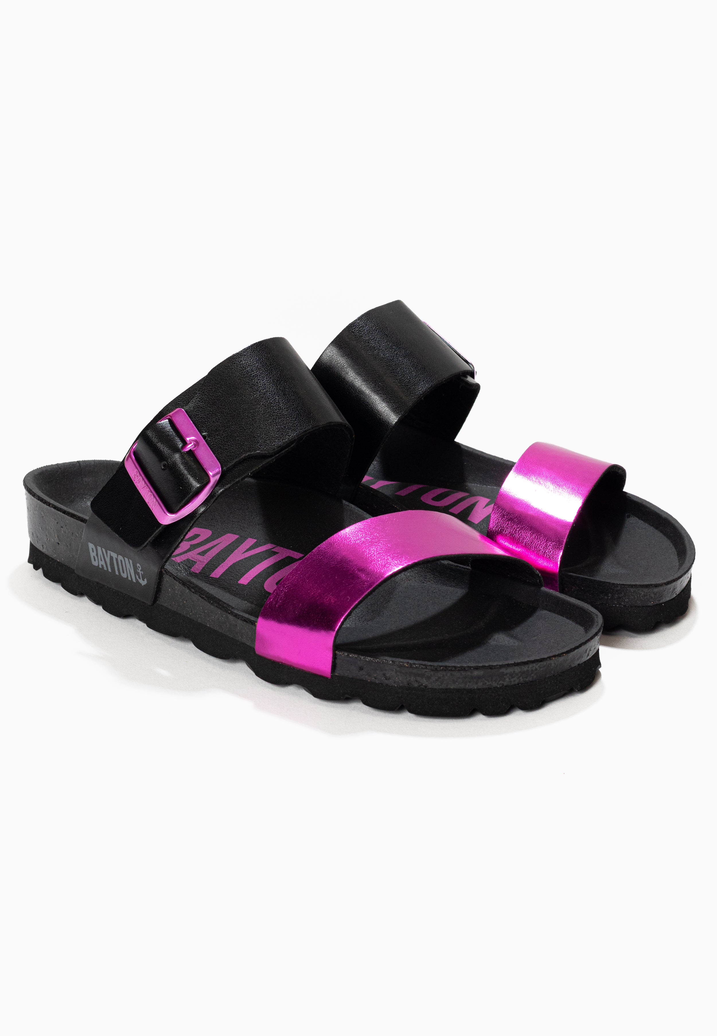 Sandalias Valence Negro y Fucsia