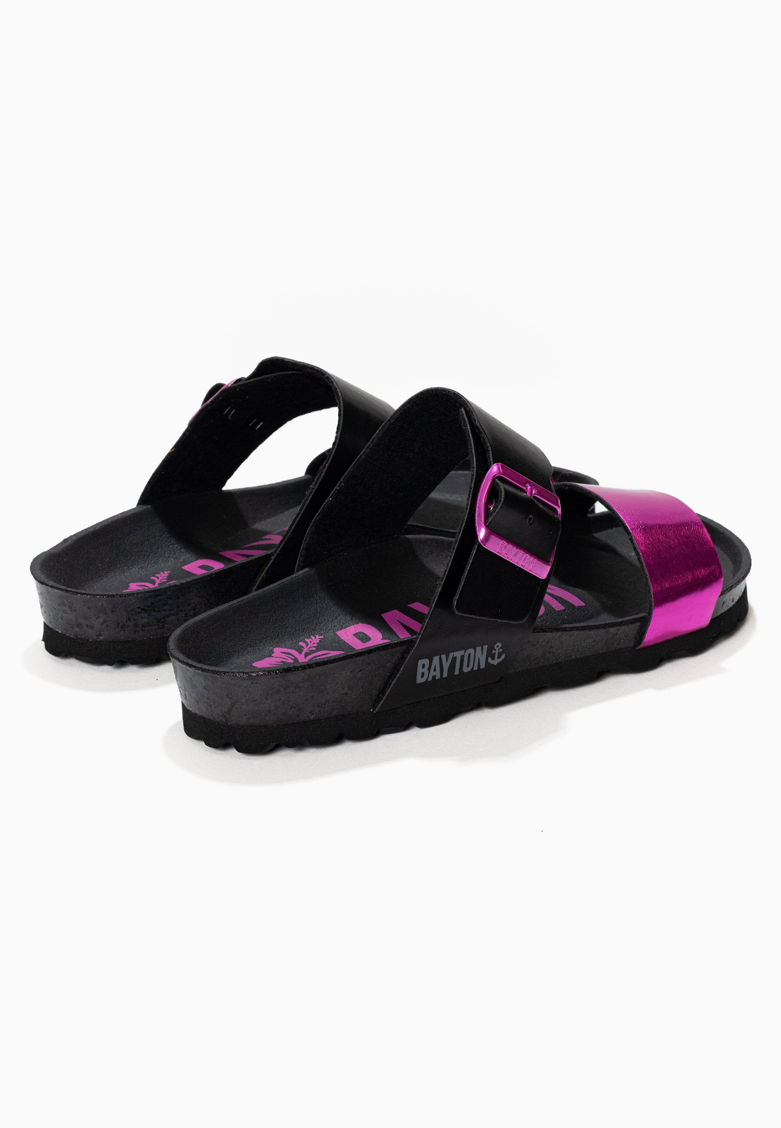 Black and Fuschia Valence 2 Strap Sandals