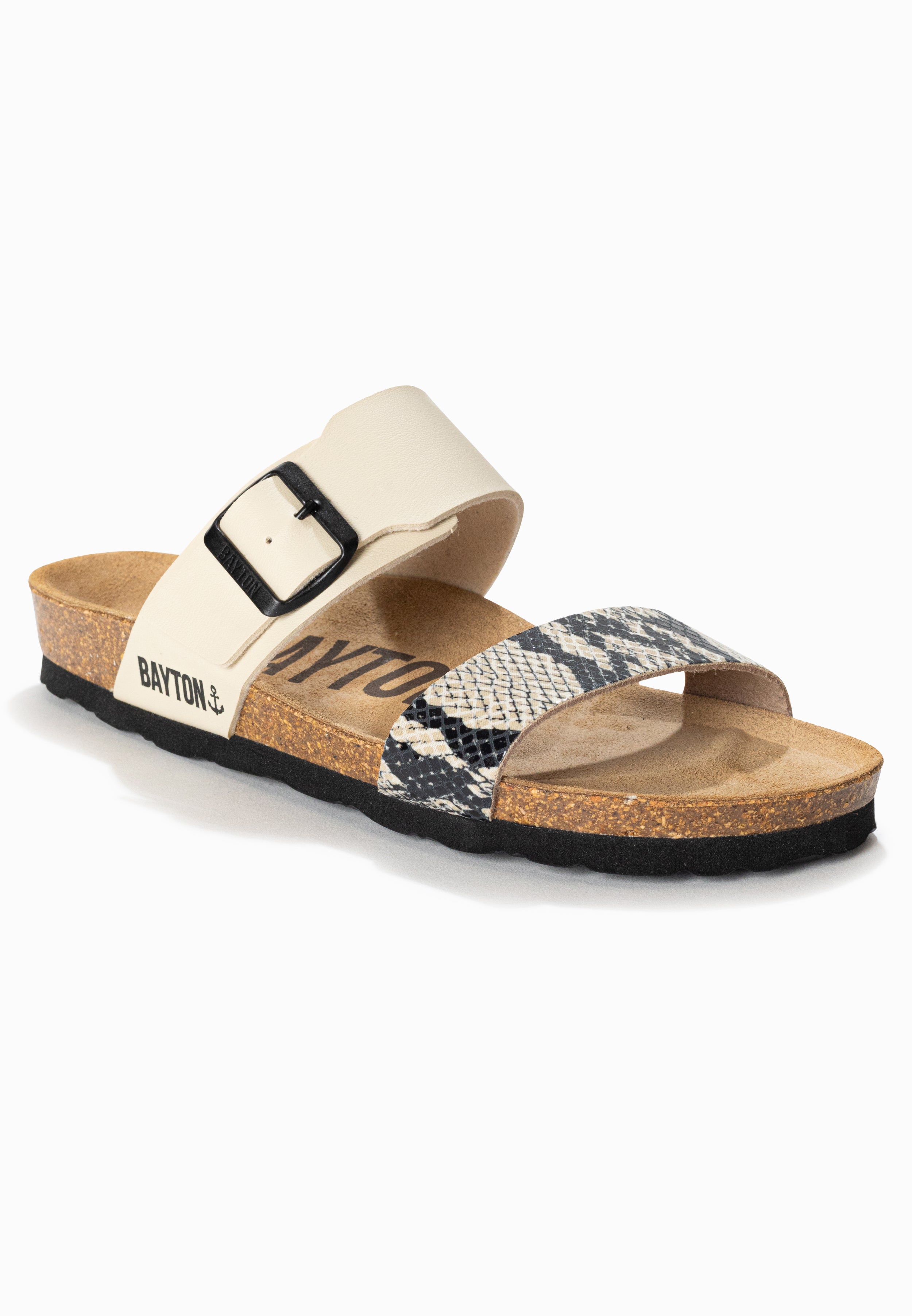 Valencia Beige and Python 2-Strap Sandals