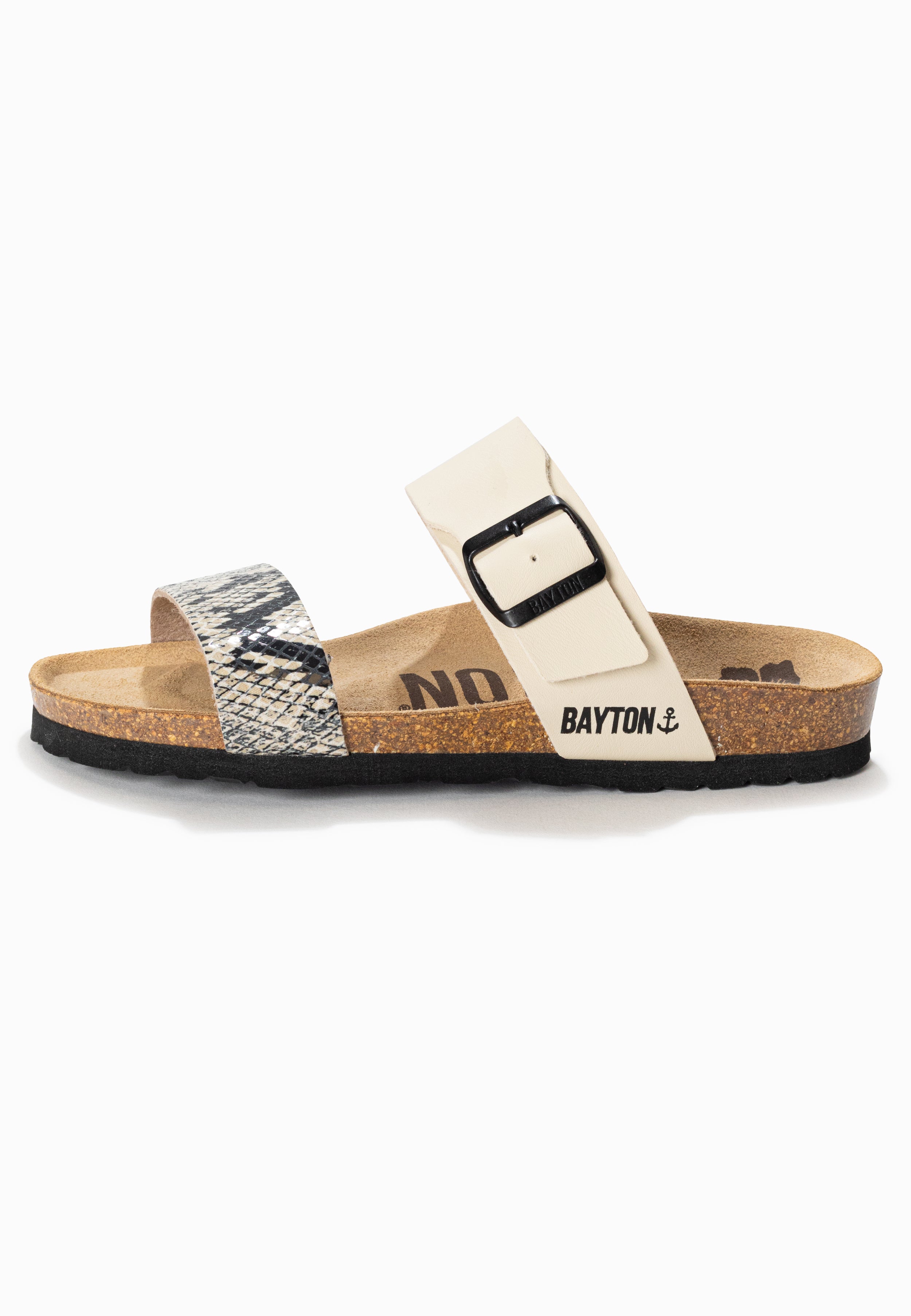 Valencia Beige and Python 2-Strap Sandals