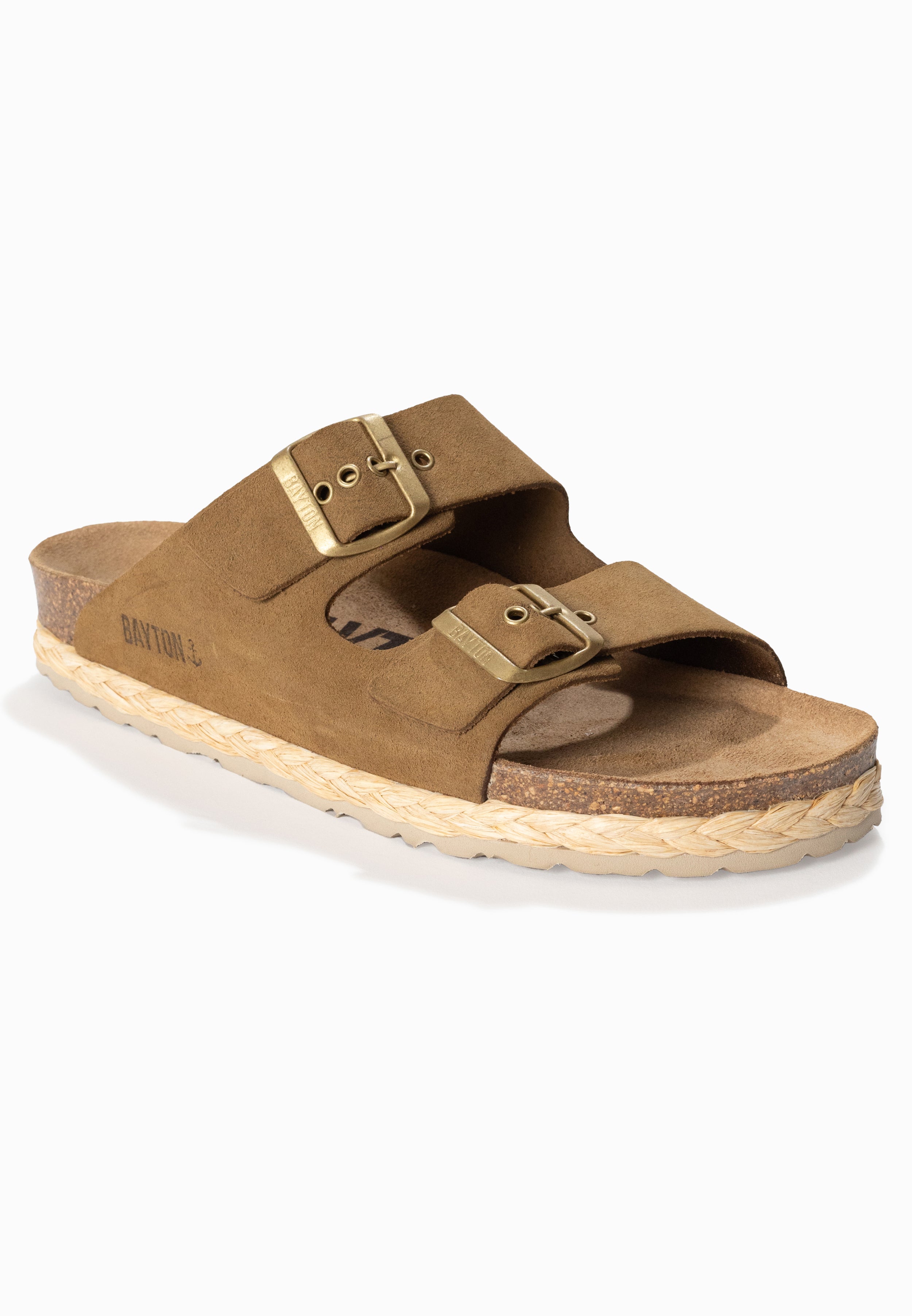 Atlas Camel Suede Leather 2 Strap Sandals