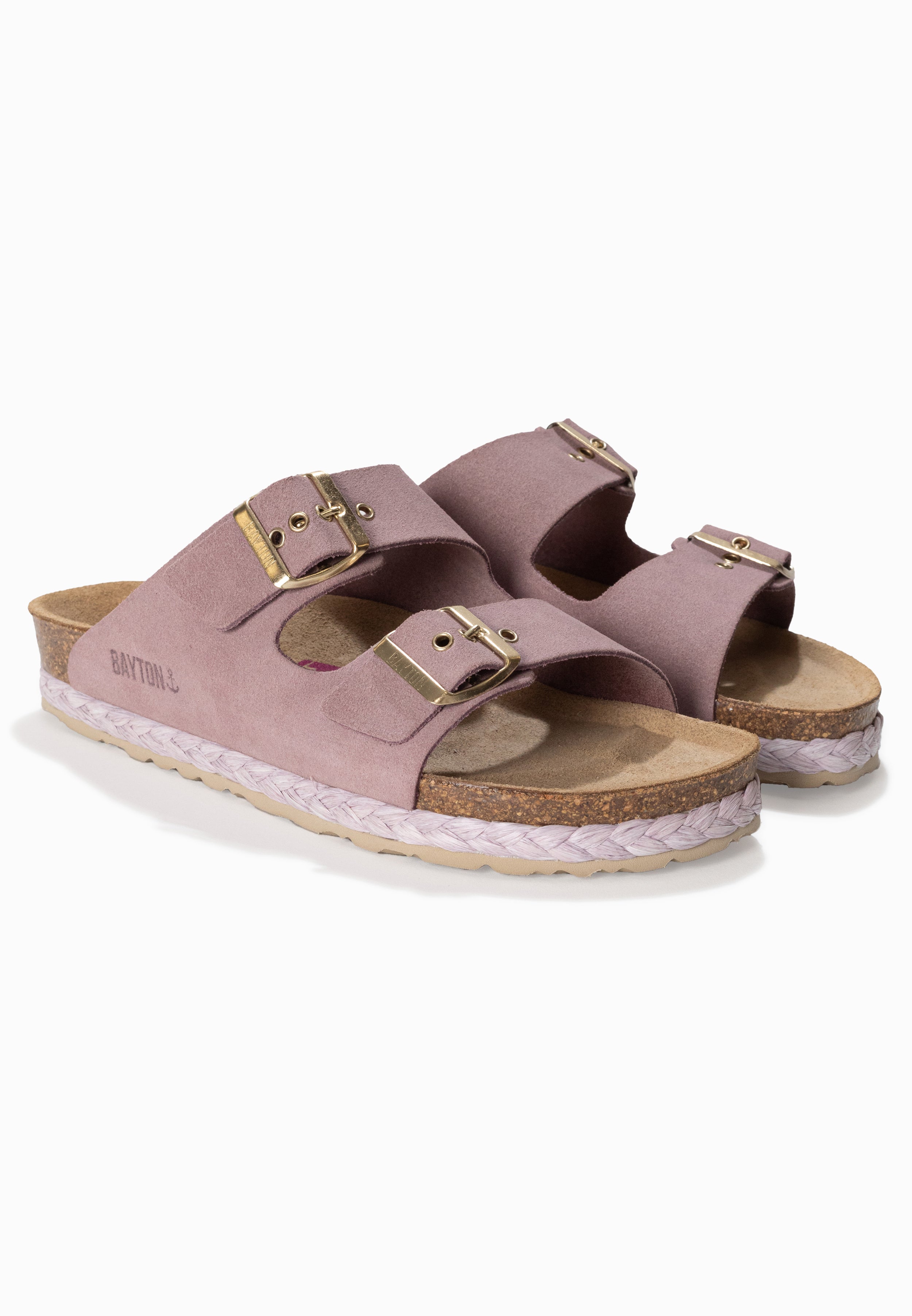 Atlas Lila Suede Leather 2 Strap Sandals