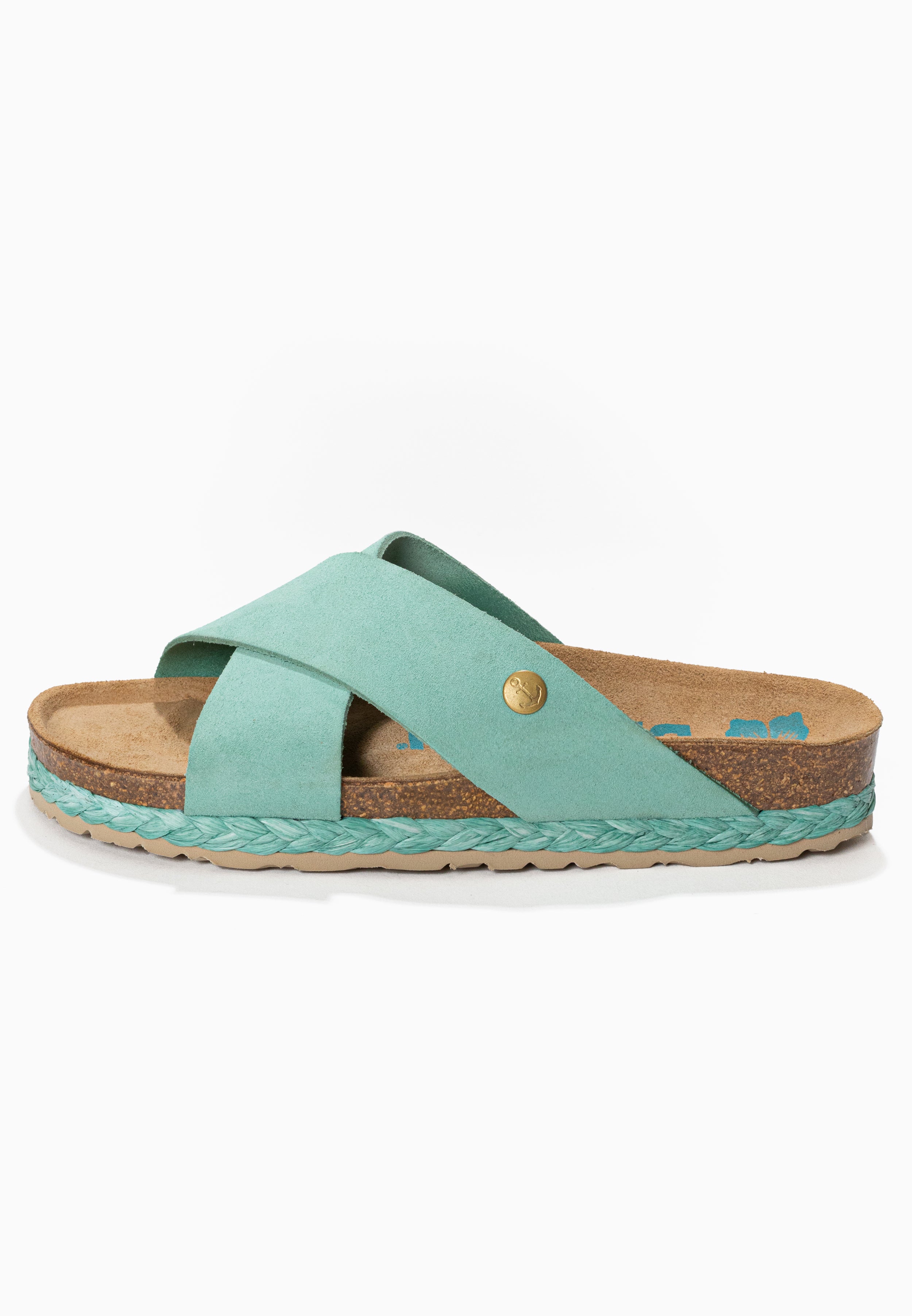 Burgos Turquoise Suede Leather 2 Strap Sandals