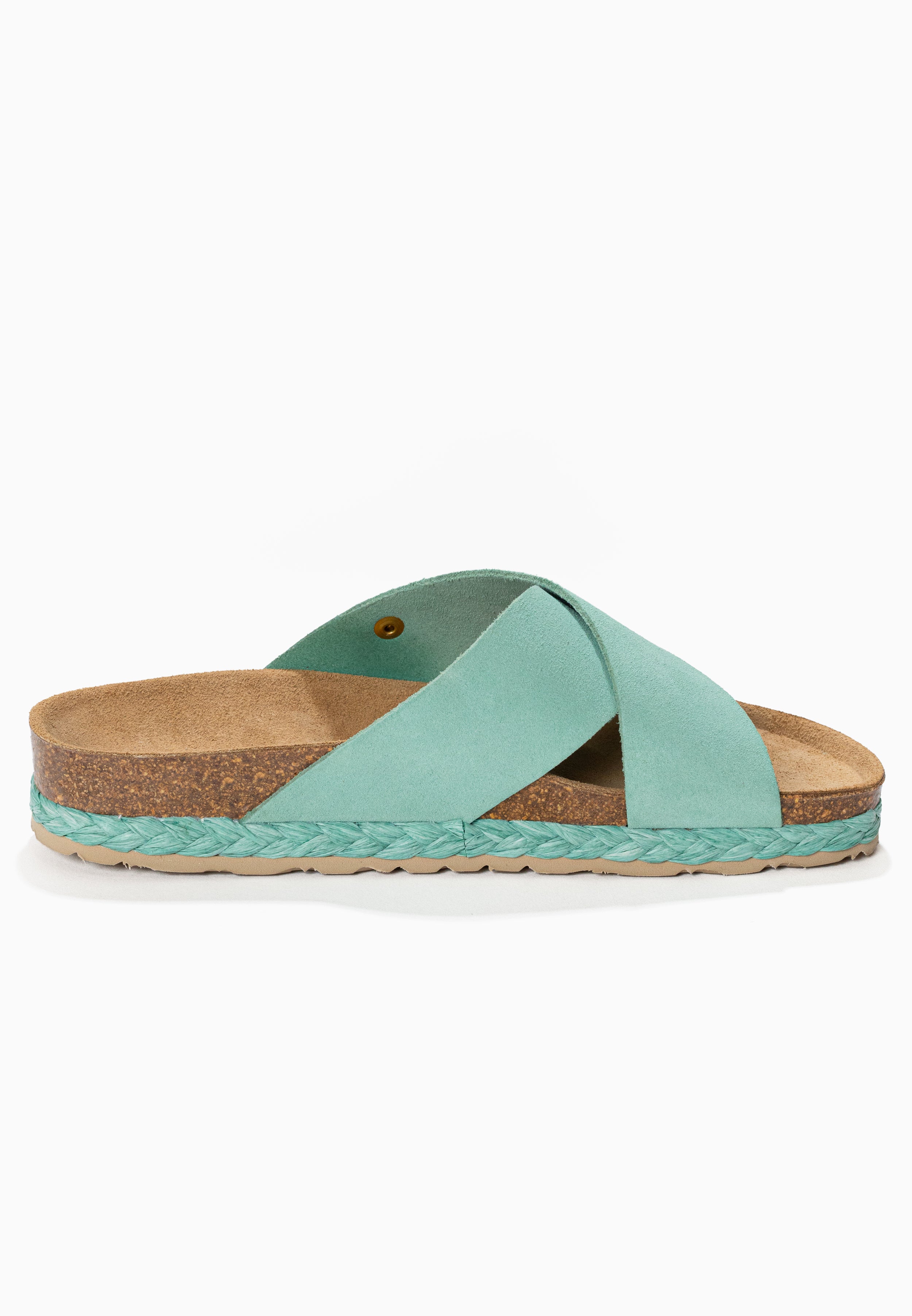 Burgos Turquoise Suede Leather 2 Strap Sandals