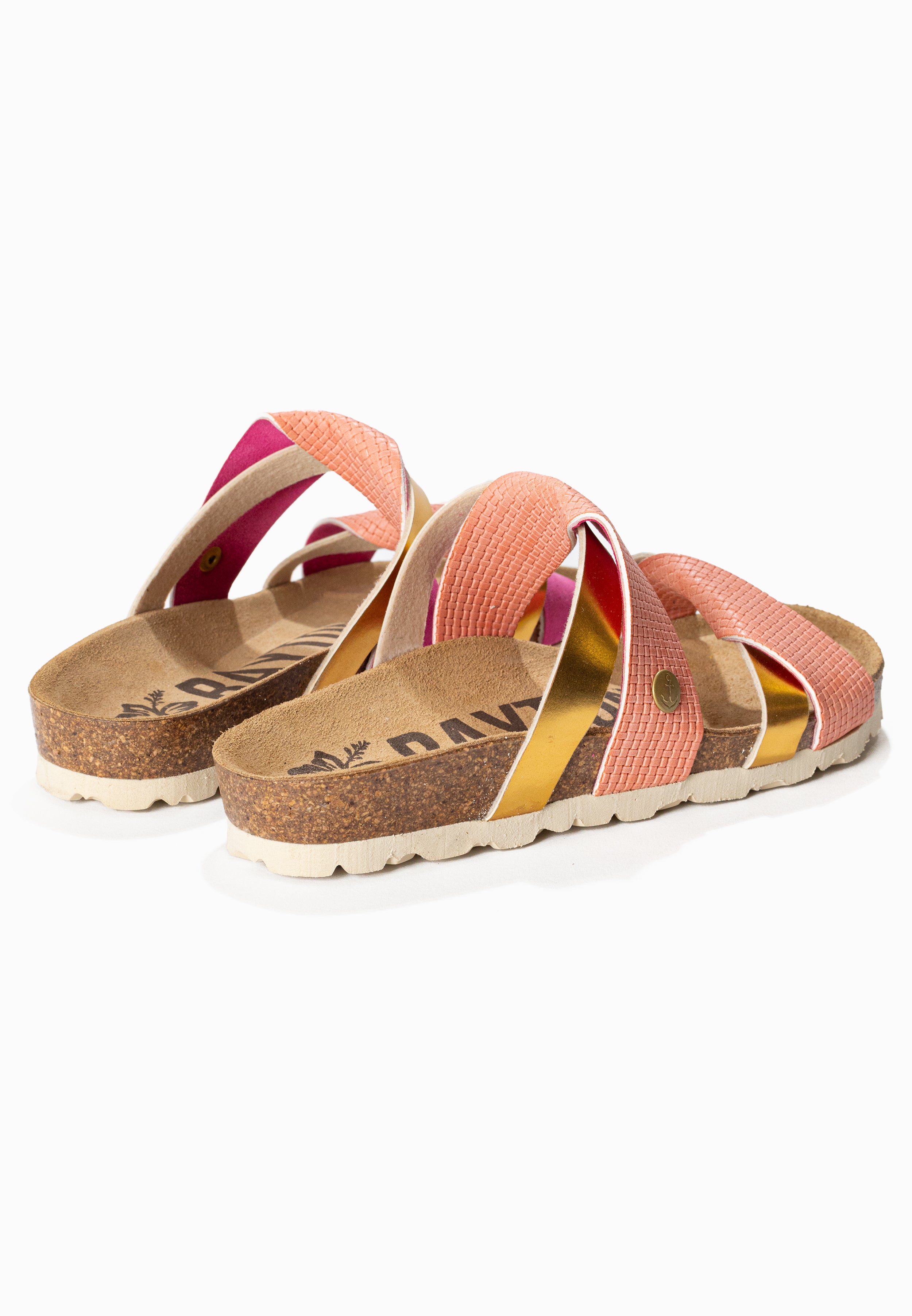 Biarritz Coral and Gold 2 Strap Sandals