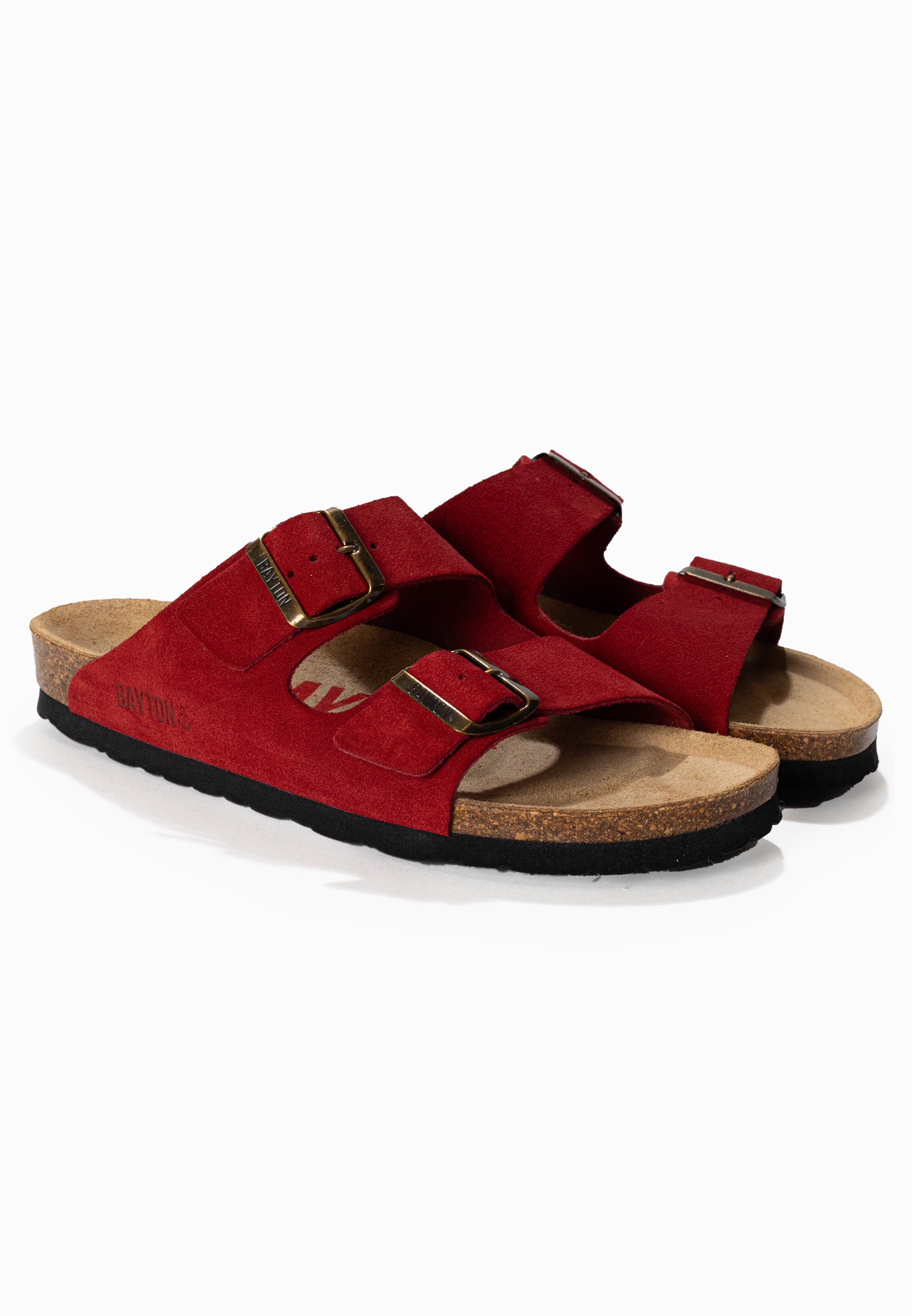 Atlas Red Suede Leather 2 Strap Sandals