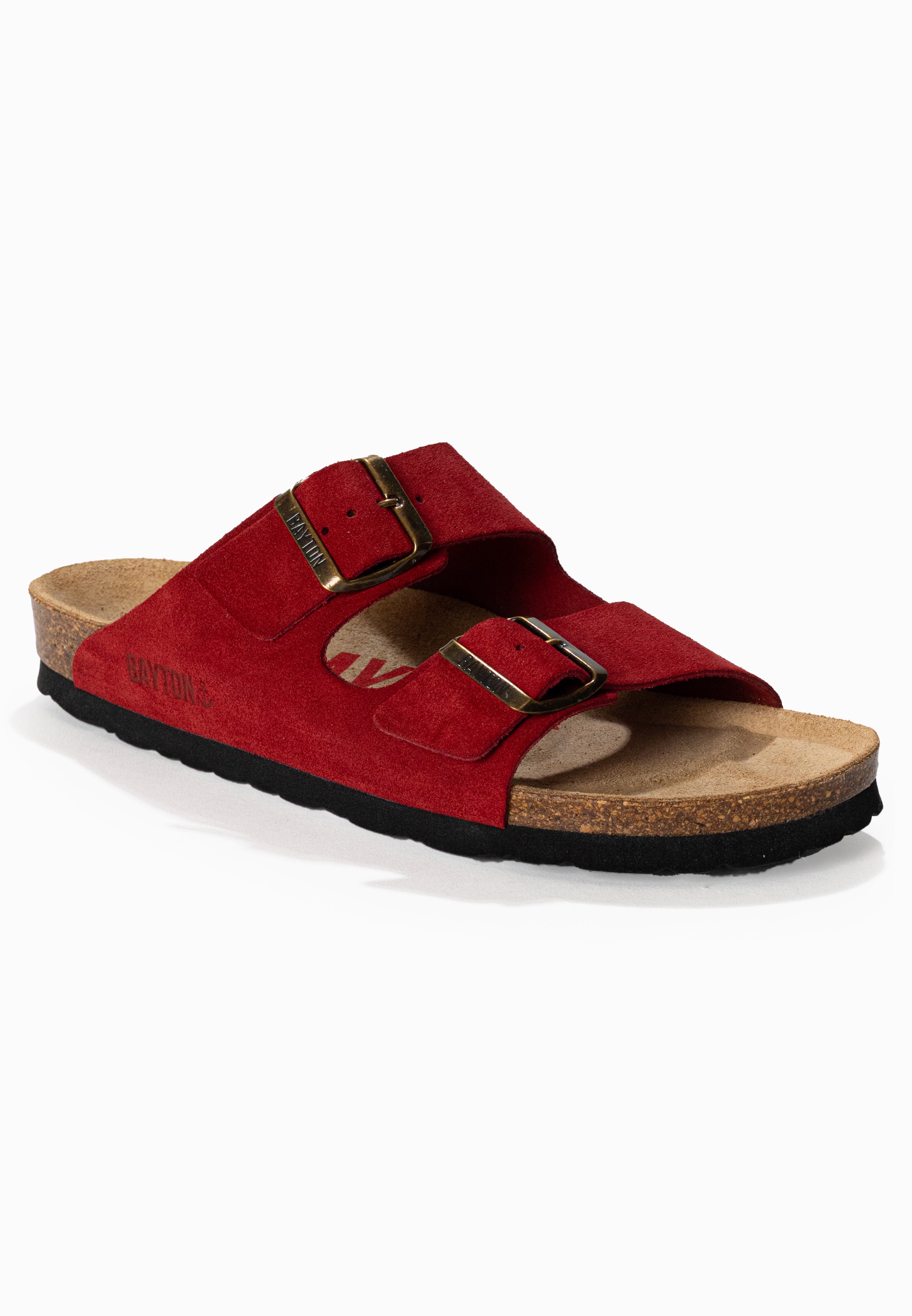 Atlas Red Suede Leather 2 Strap Sandals