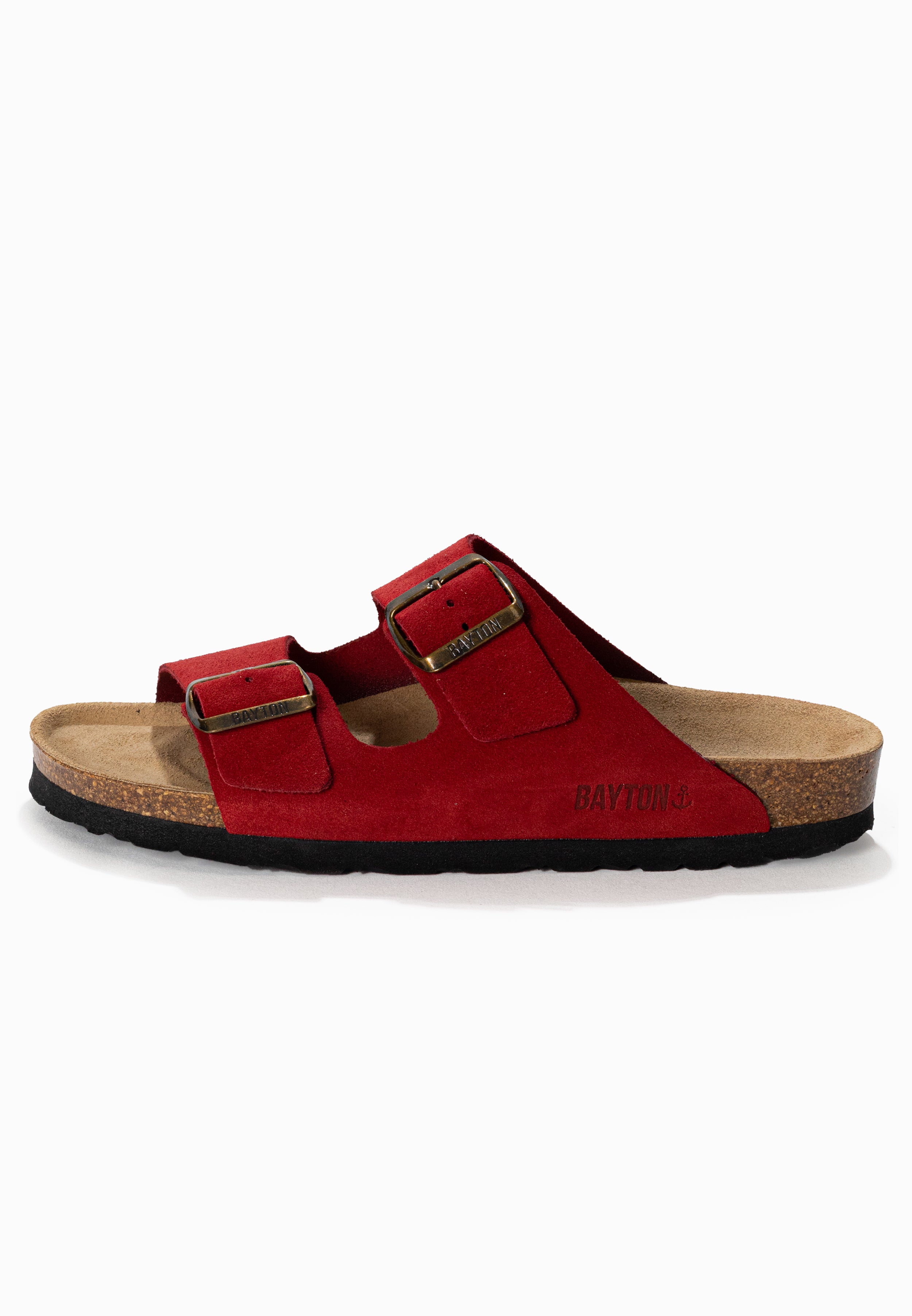 Atlas Red Suede Leather 2 Strap Sandals