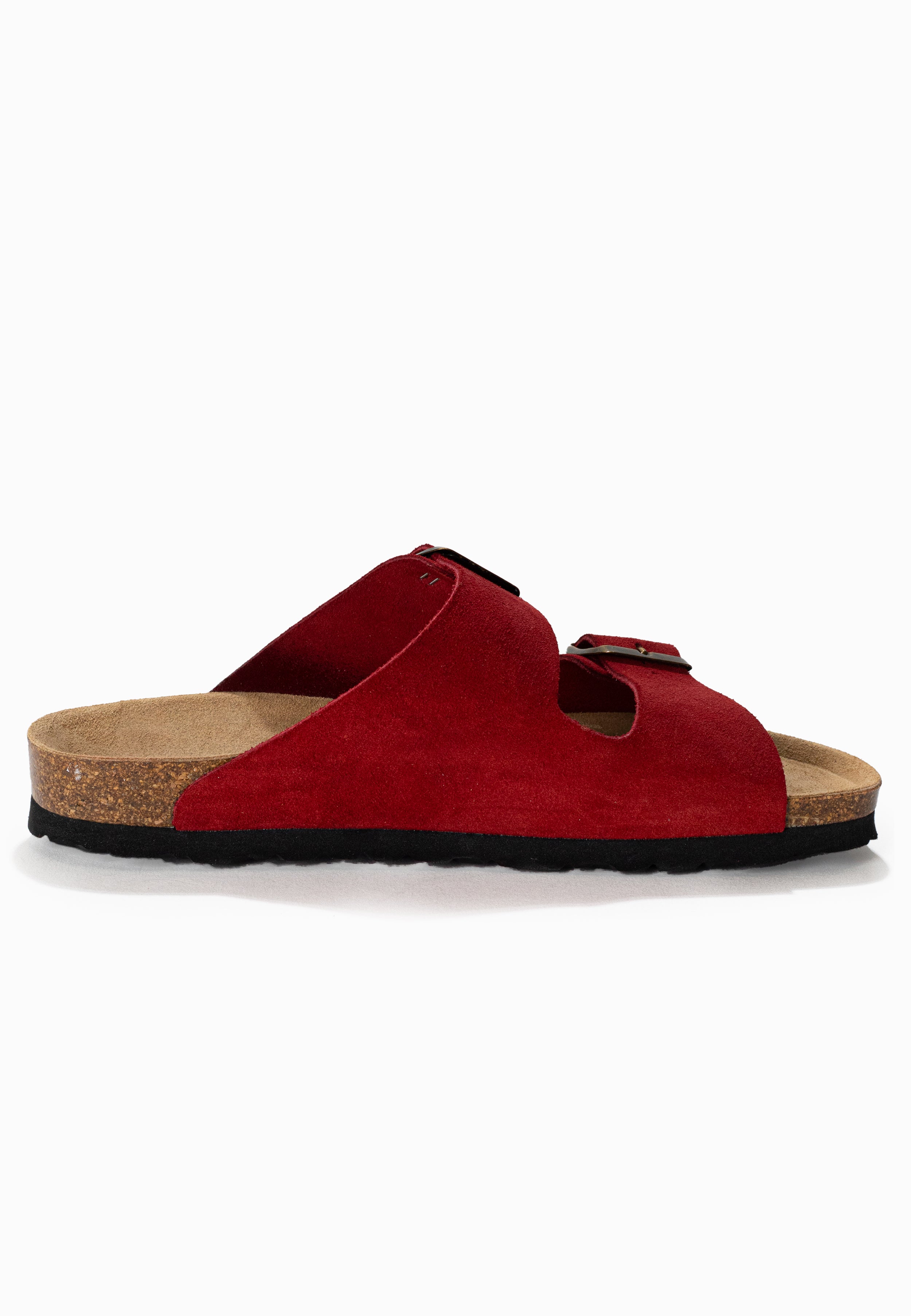 Atlas Red Suede Leather 2 Strap Sandals