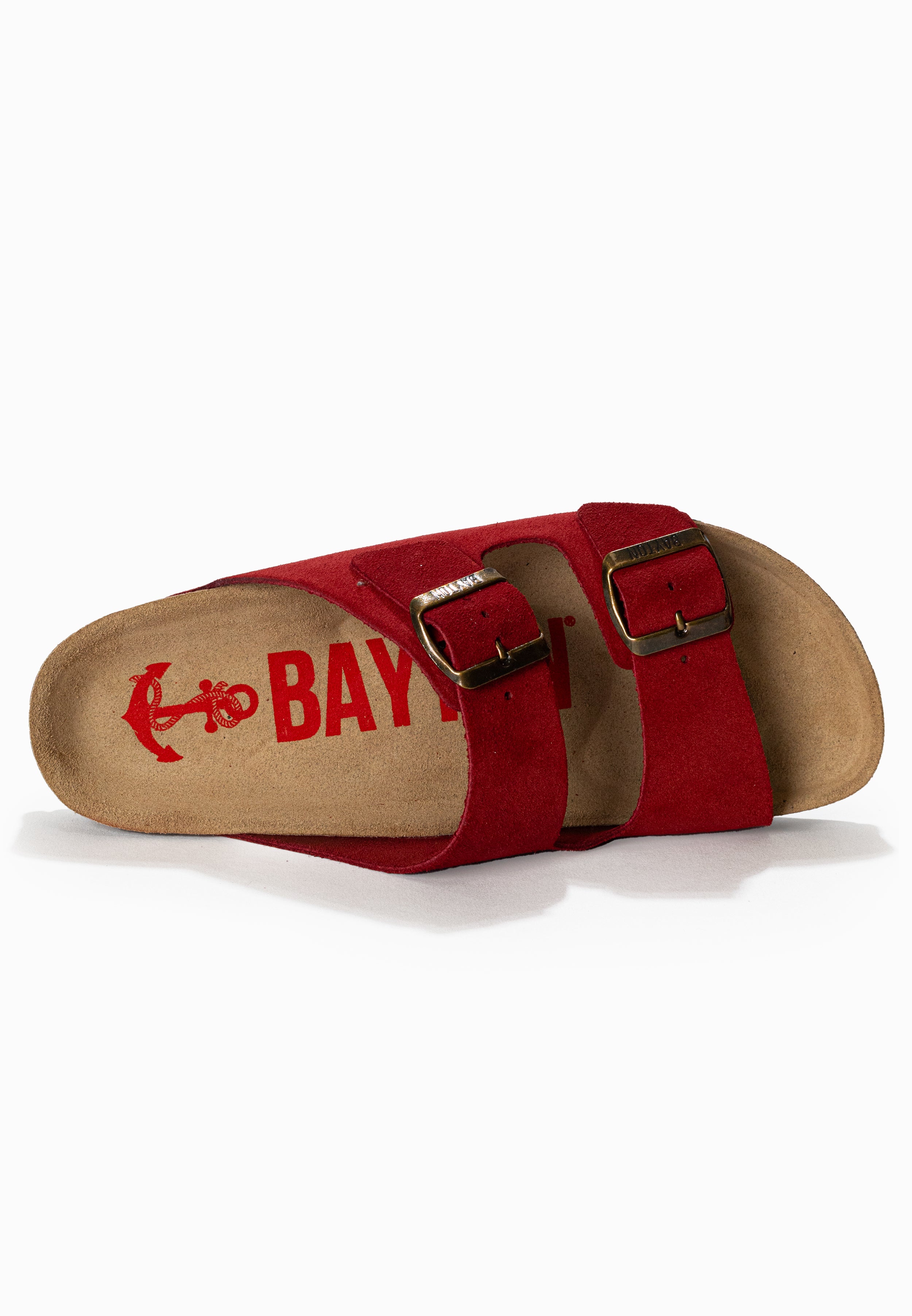 Atlas Red Suede Leather 2 Strap Sandals